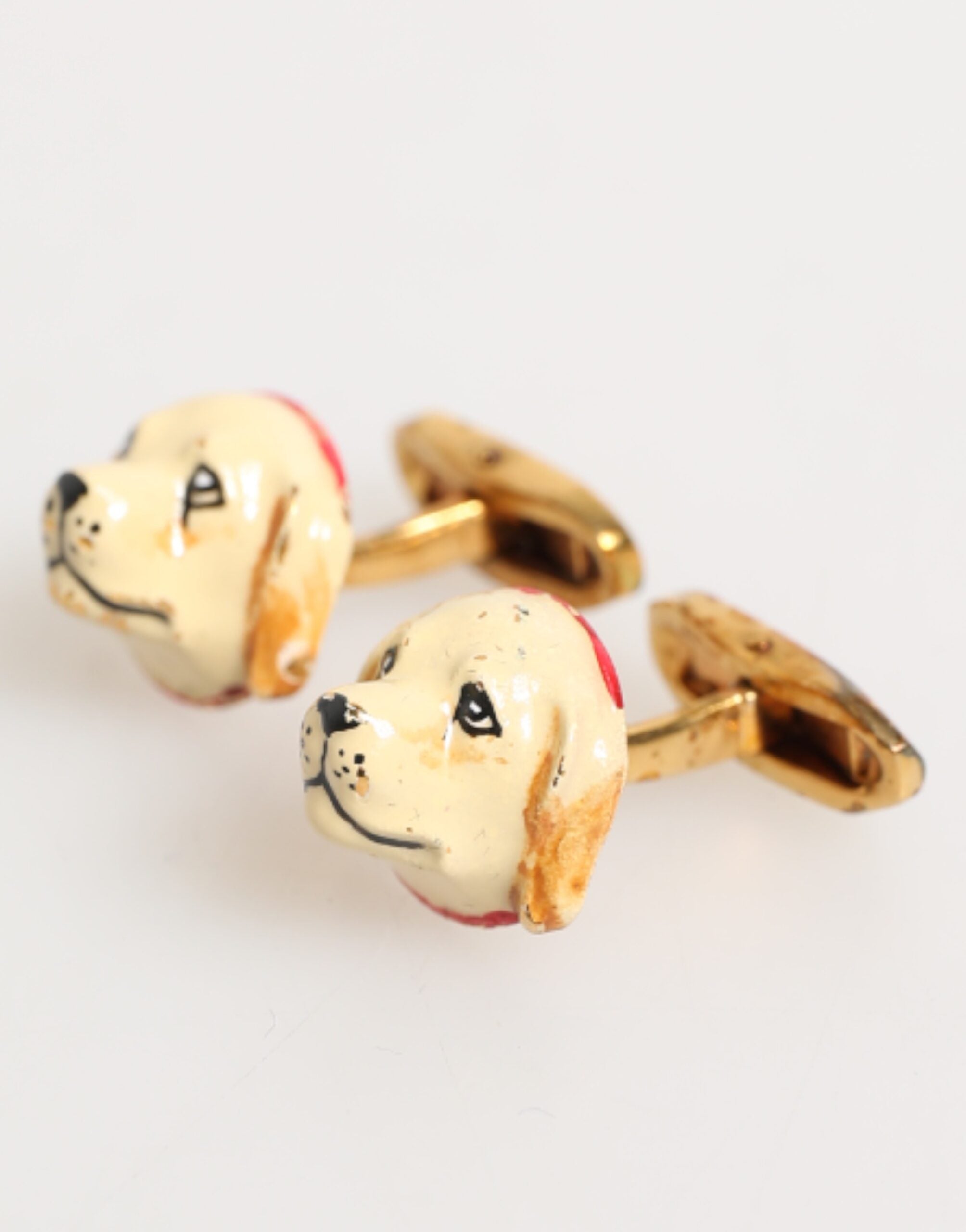 Dolce & Gabbana Brass Gold Tone Dog Puppy Men's Accessories Cufflink