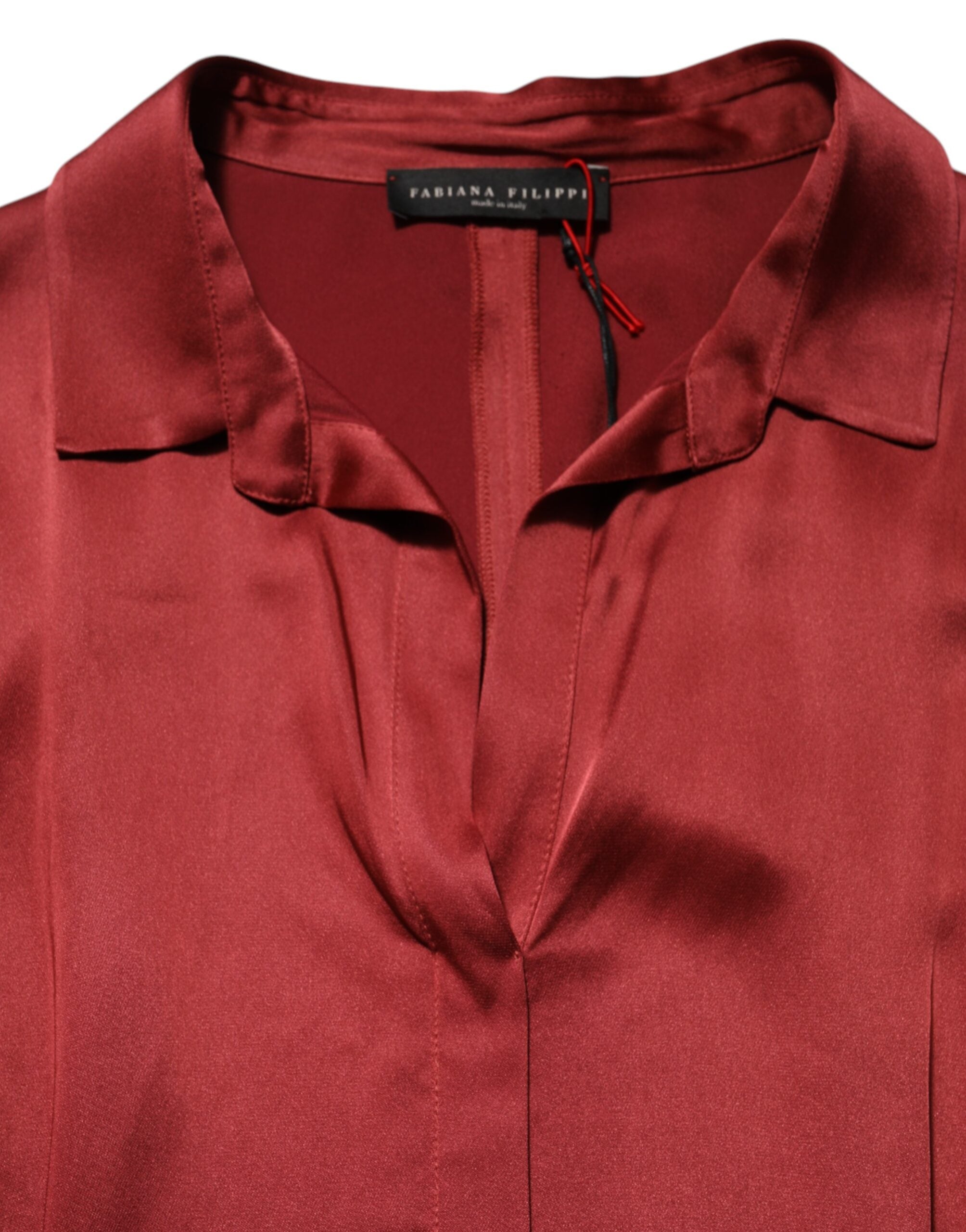 Fabiana Filippi Burgundy Acetate Viscose Satin Long Dress