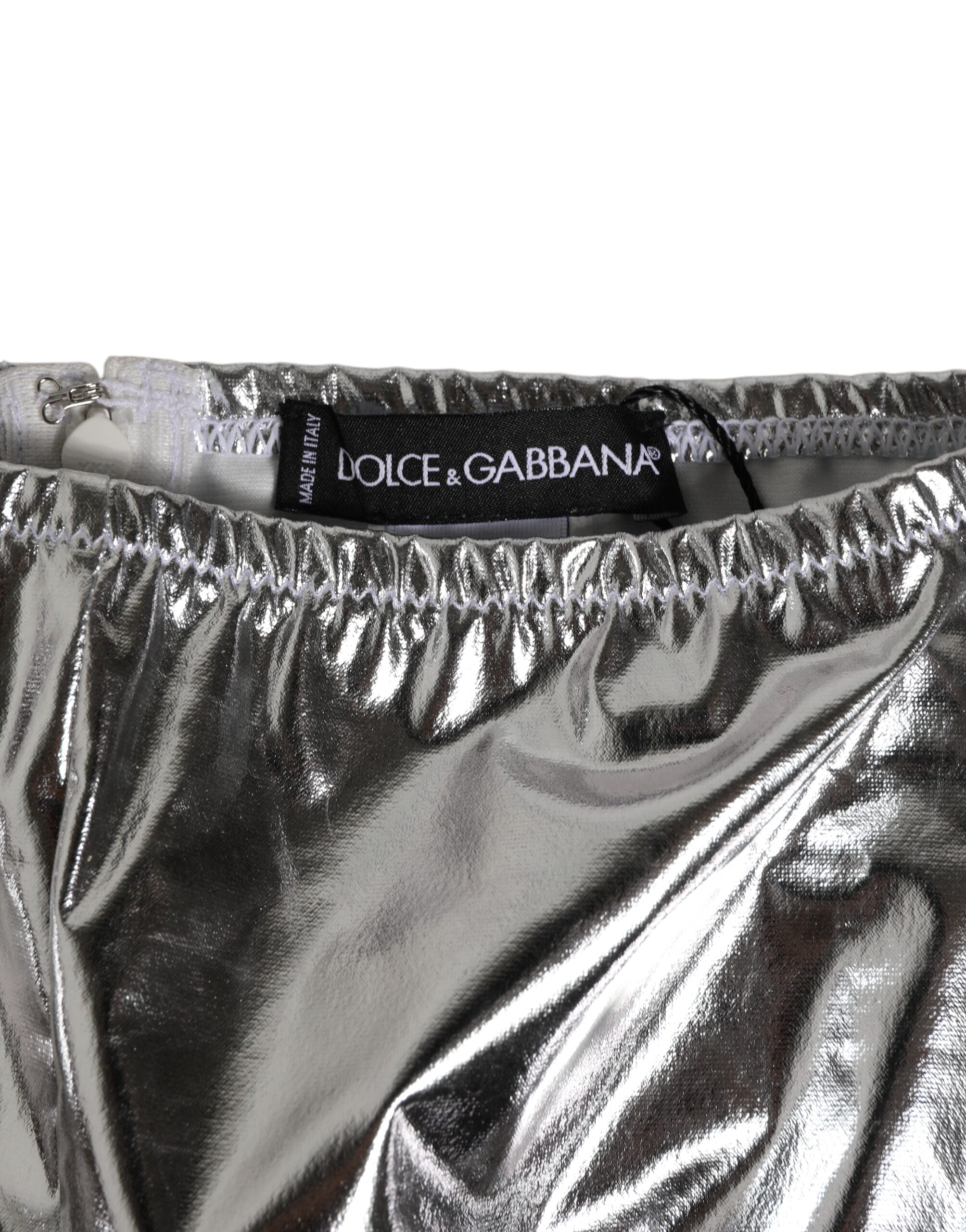 Dolce & Gabbana Silver Metallic High Waist Bikini Bottom Women Underwear