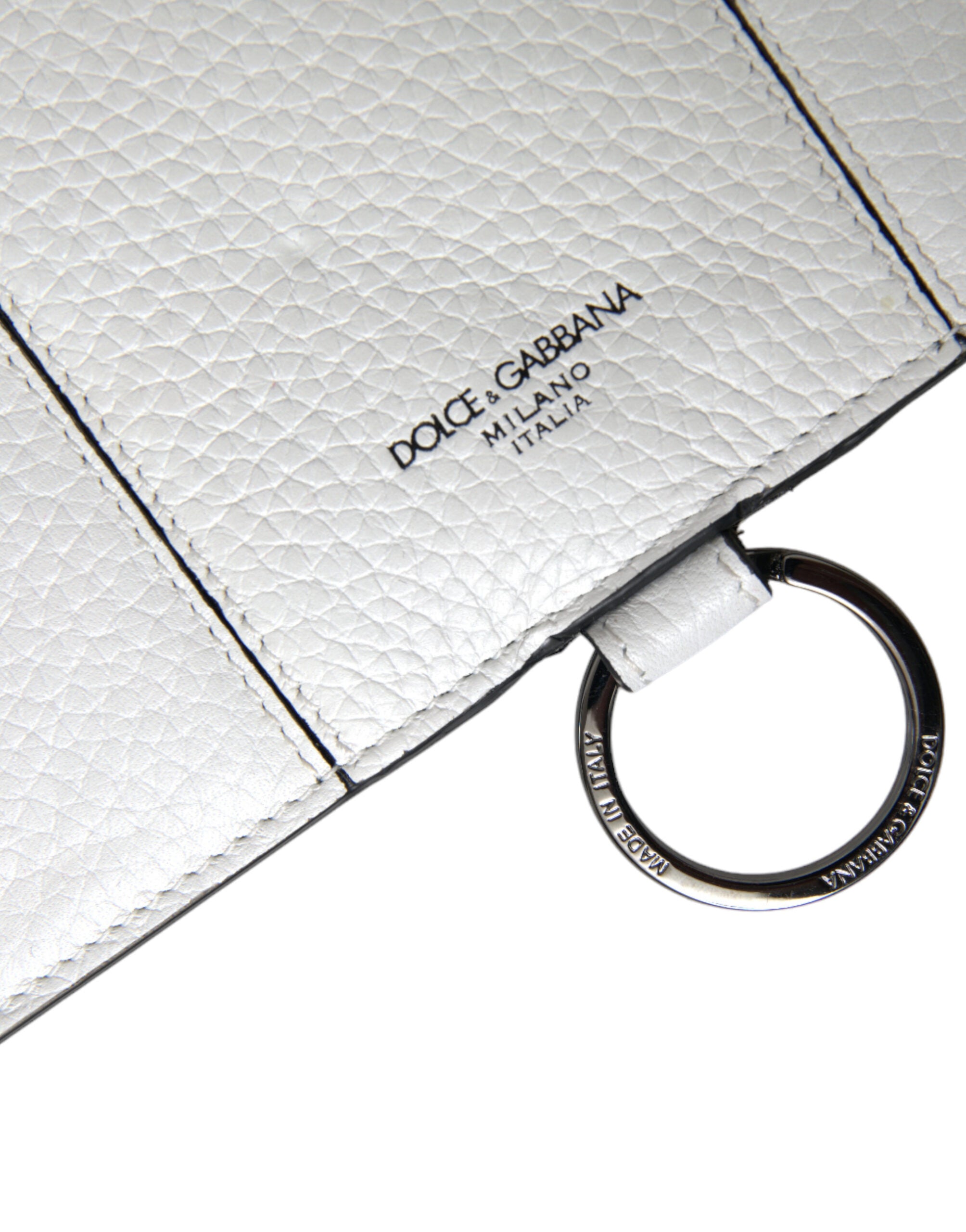 Dolce & Gabbana White Calfskin Leather Large Crossbody Card Holder Wallet