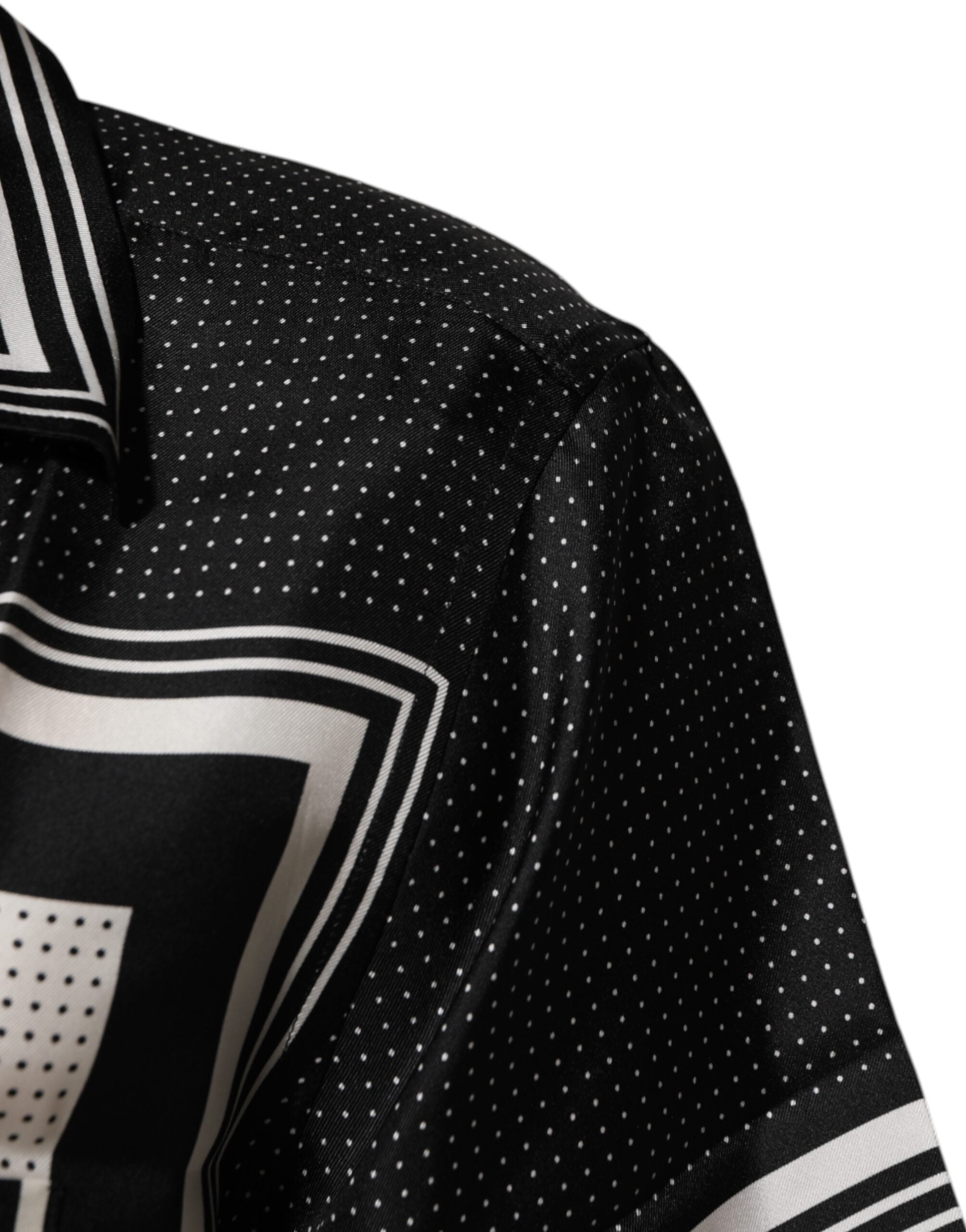 Dolce & Gabbana Black White StripeDot Print Casual Polo Shirt