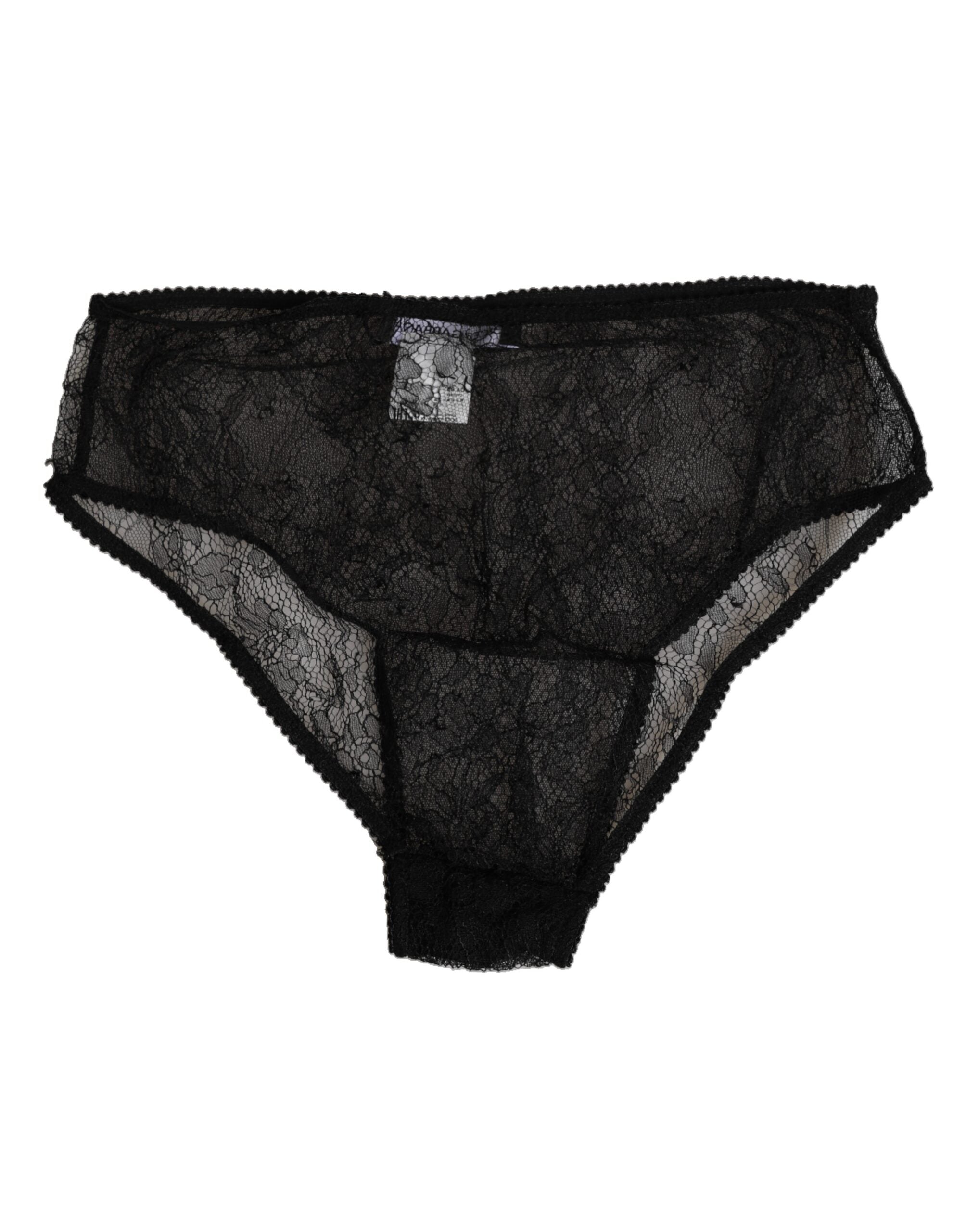 Dolce & Gabbana Black Nylon Stretch High Waist Panty Underwear