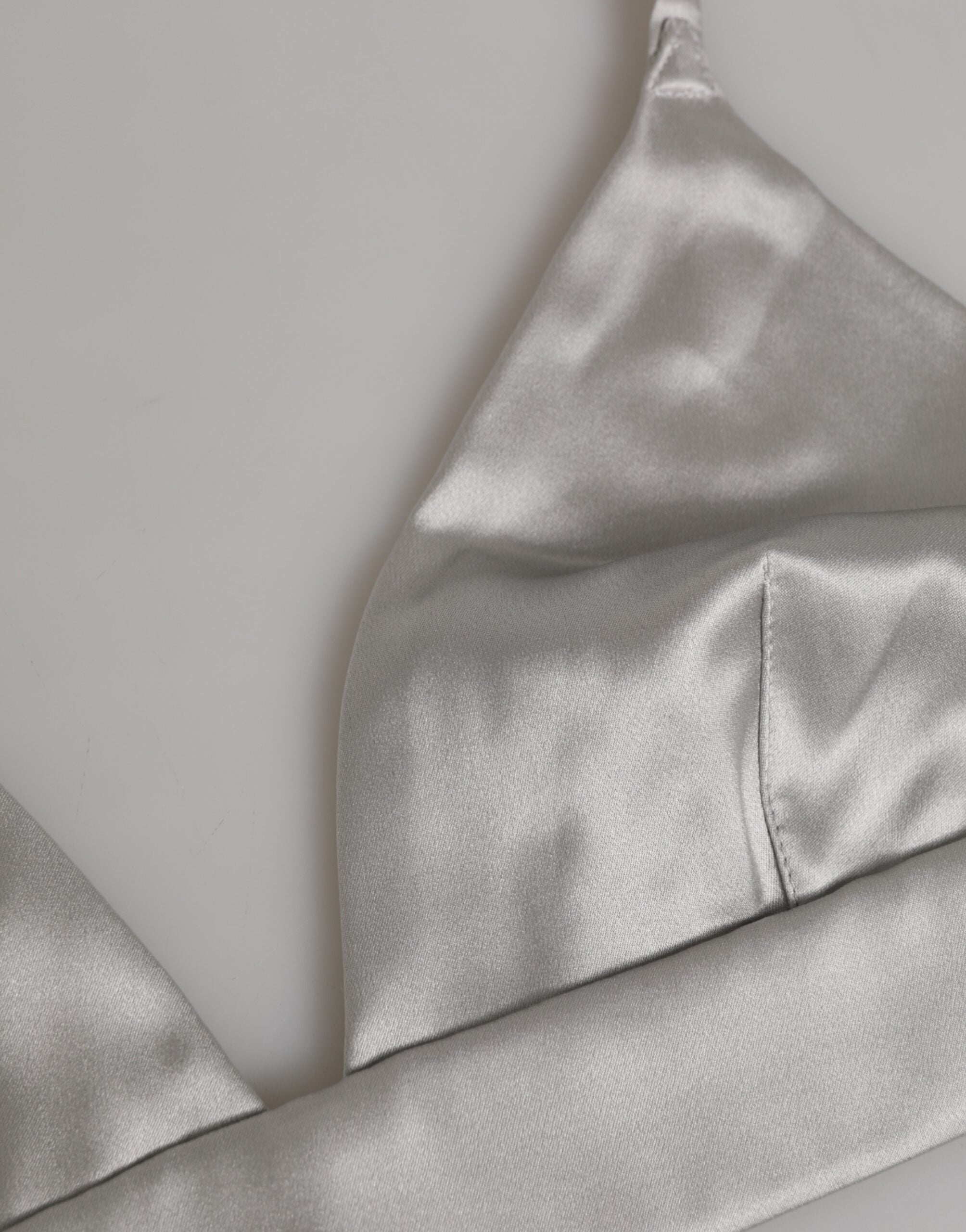 Dolce & Gabbana Gray Silk Satin Triangle Soft Cup Bra Underwear