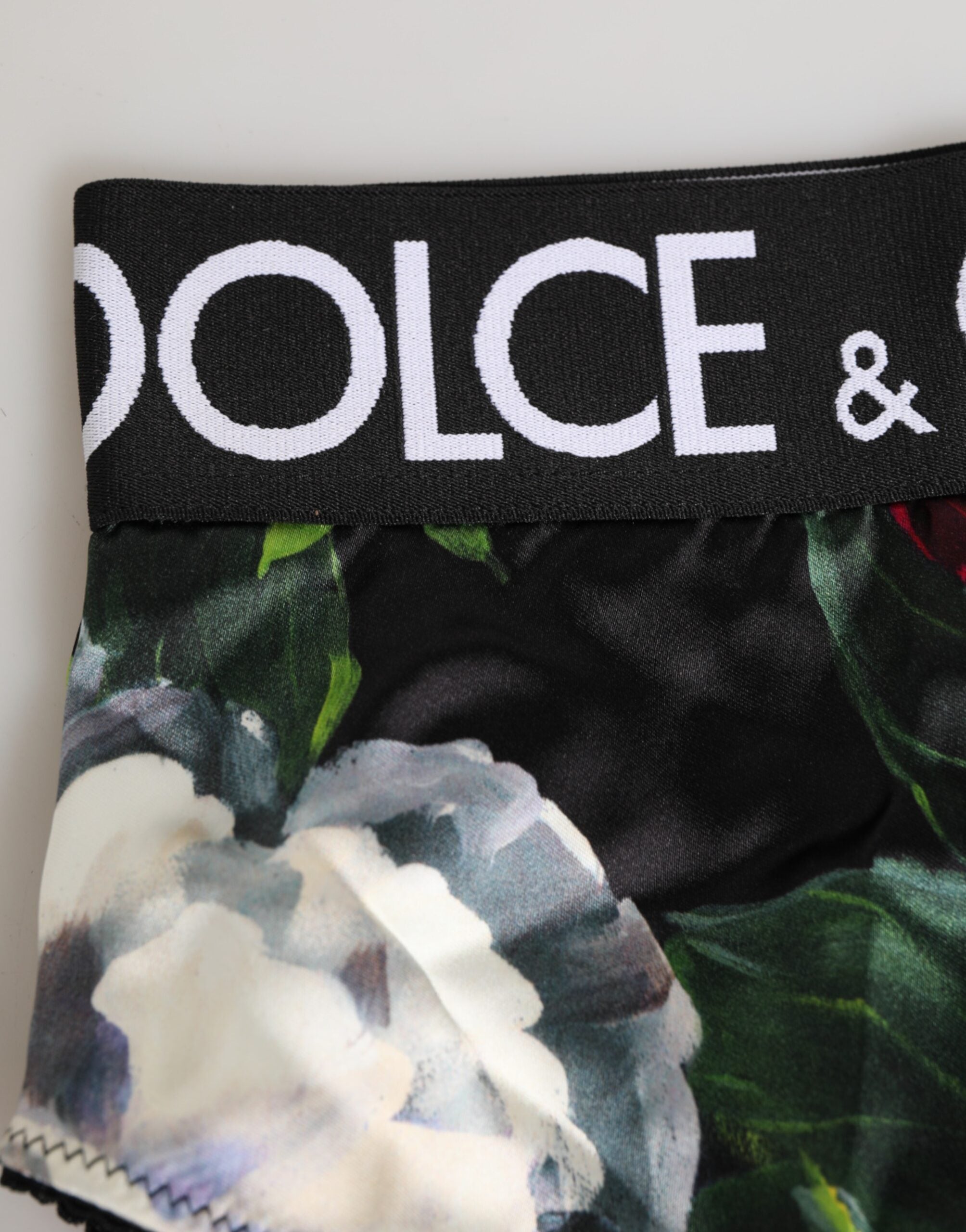 Dolce & Gabbana Black Floral Print High Waist Panty Underwear