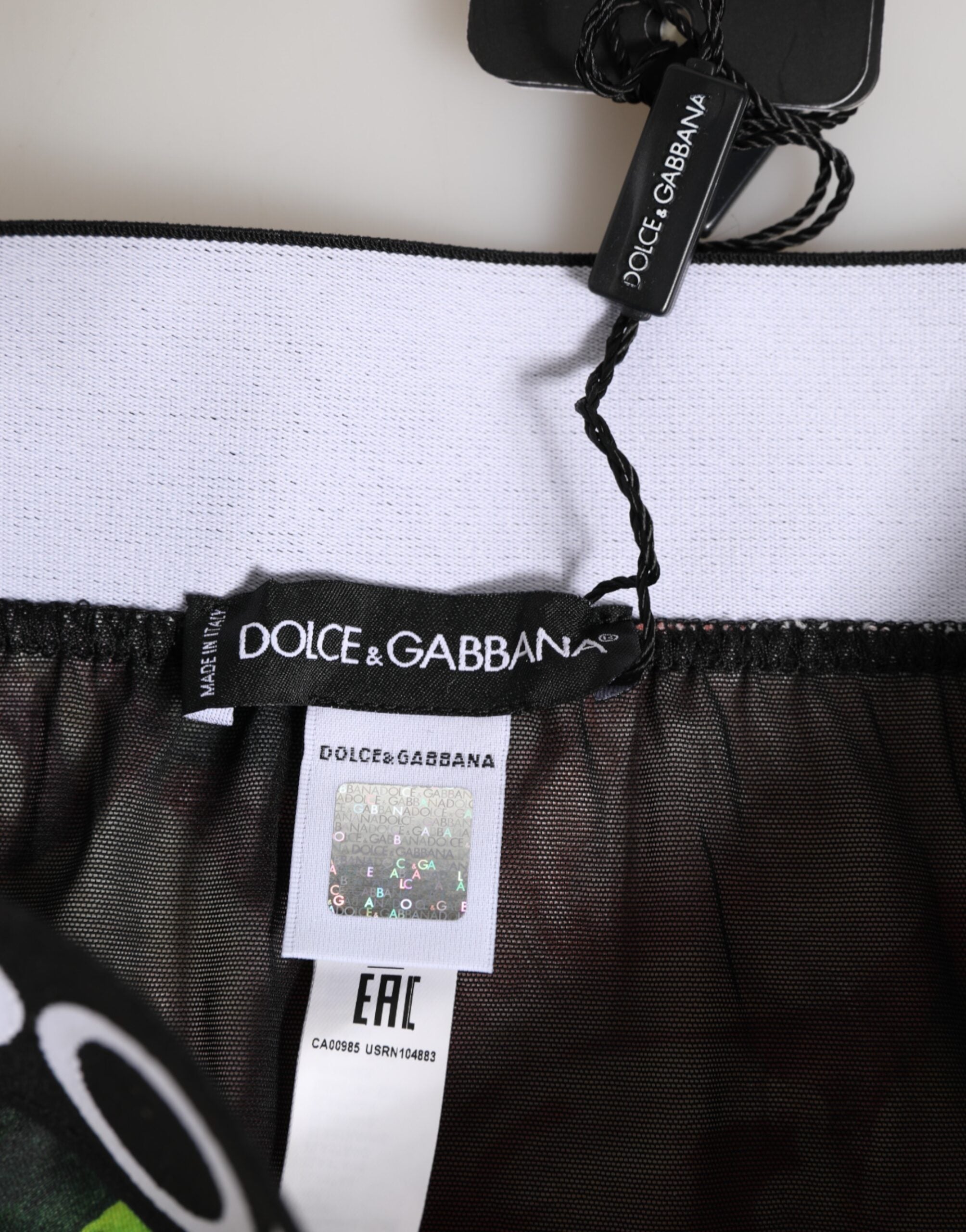 Dolce & Gabbana Black Floral Print High Waist Panty Underwear