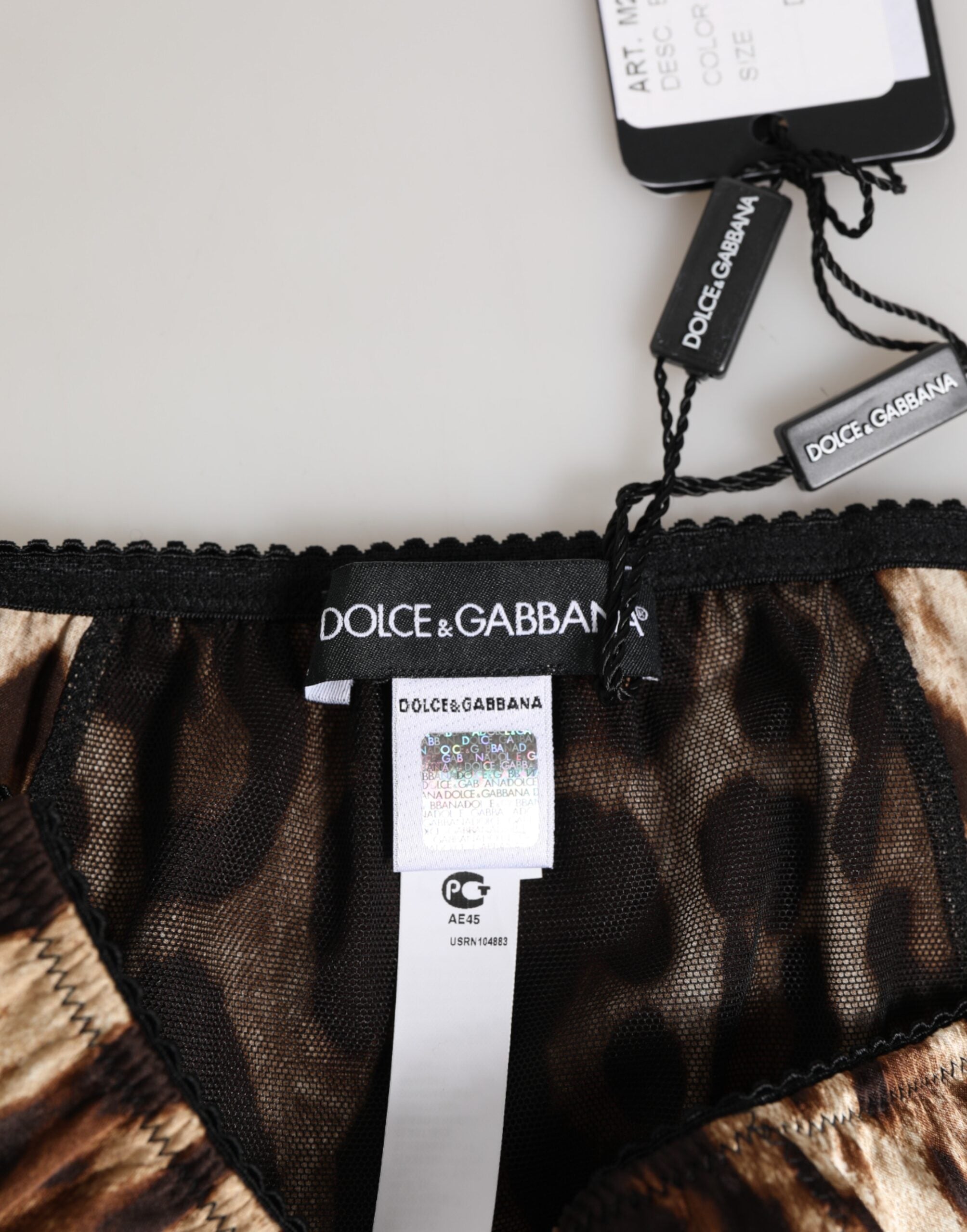 Dolce & Gabbana Brown Leopard Silk Mid Waist Panty Underwear