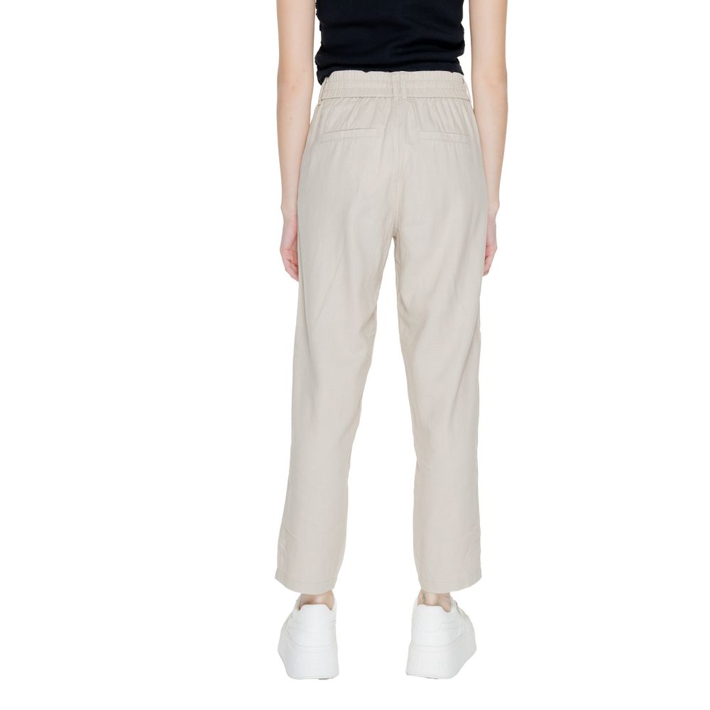 Only Beige Linen Casual Pants