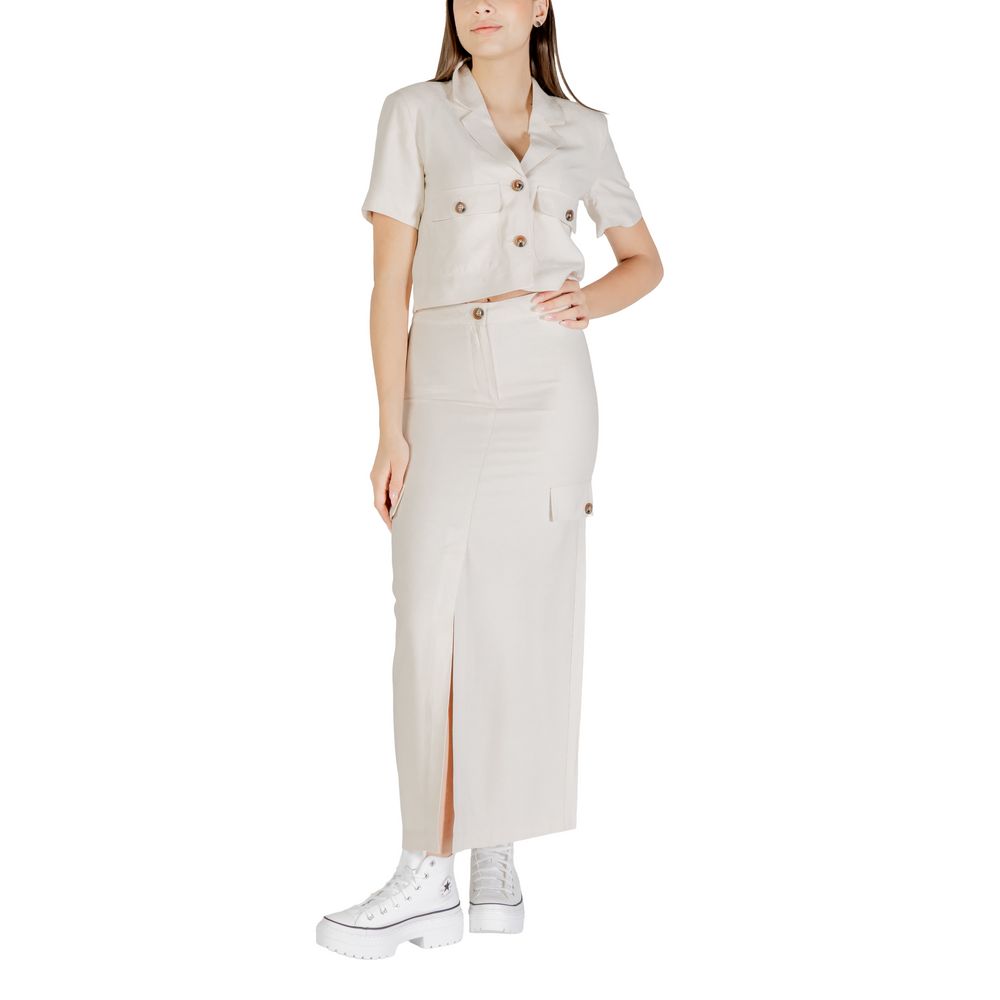 Jacqueline De Yong Beige Viscose Long Skirt