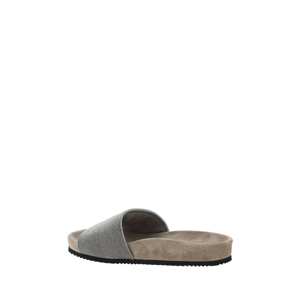 Brunello Cucinelli Brown Fabric Sandals