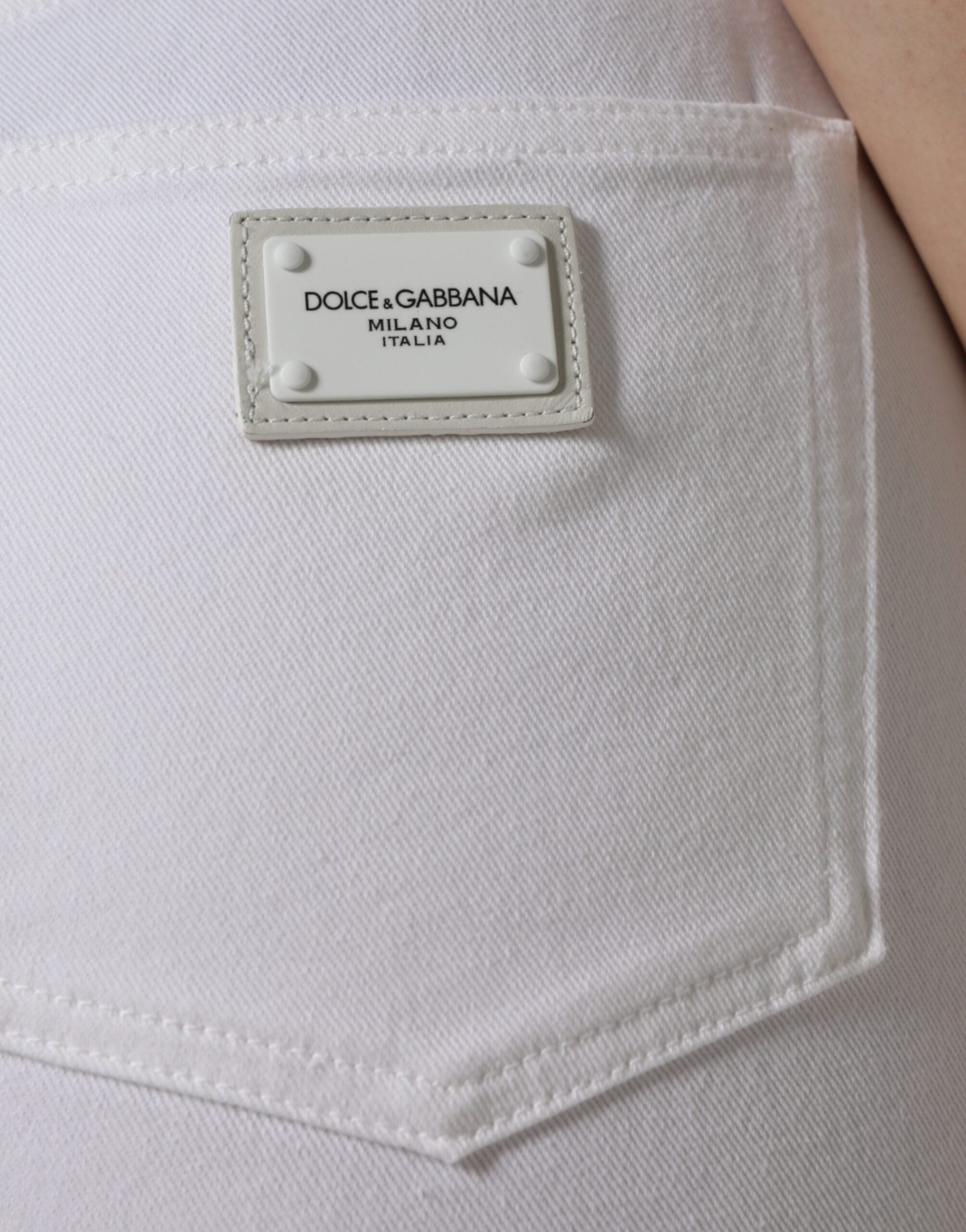 Dolce & Gabbana White AUDREY Cotton Logo Skinny Denim Jeans