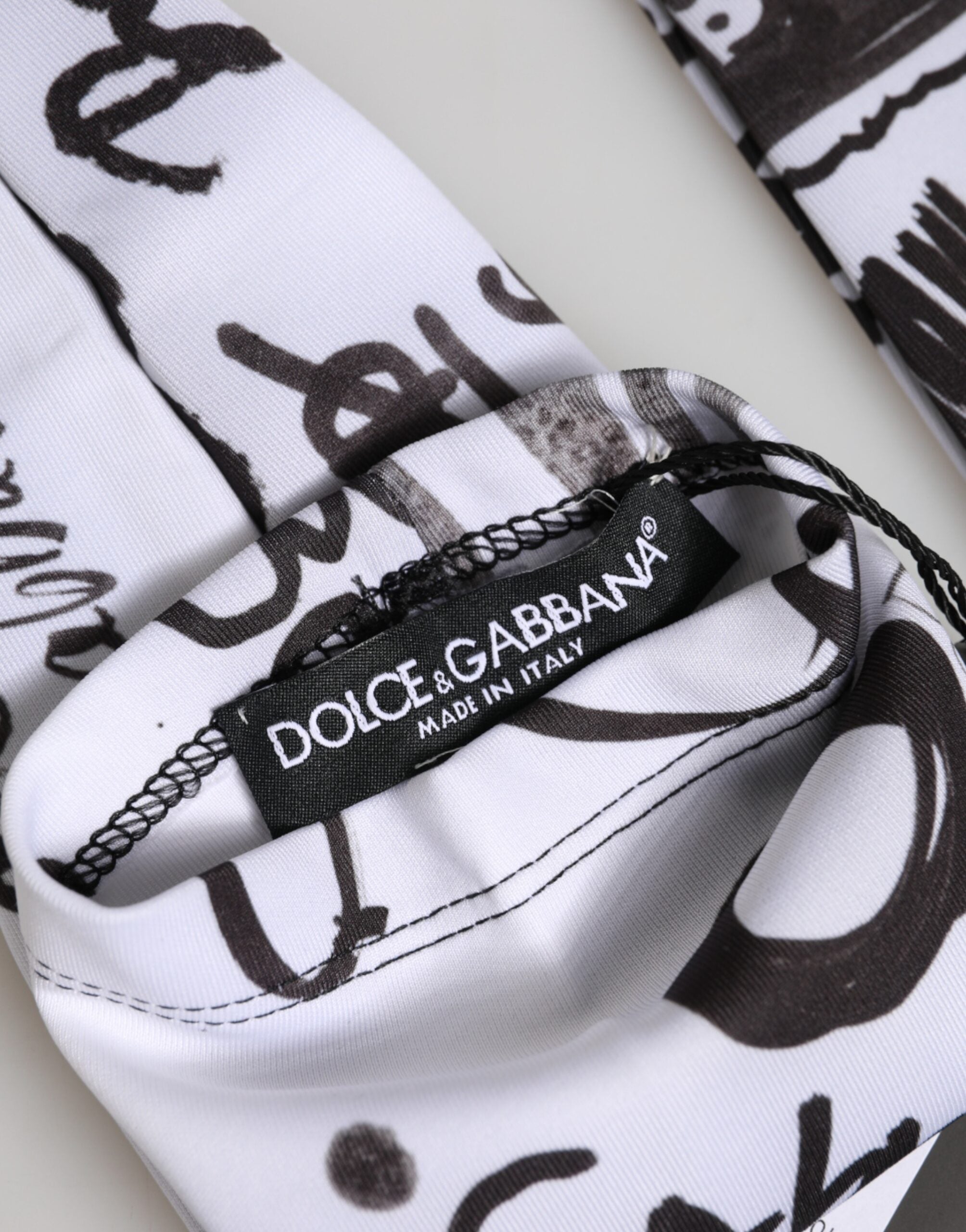 Dolce & Gabbana Black White DG Logo Elbow Length Mitten Gloves