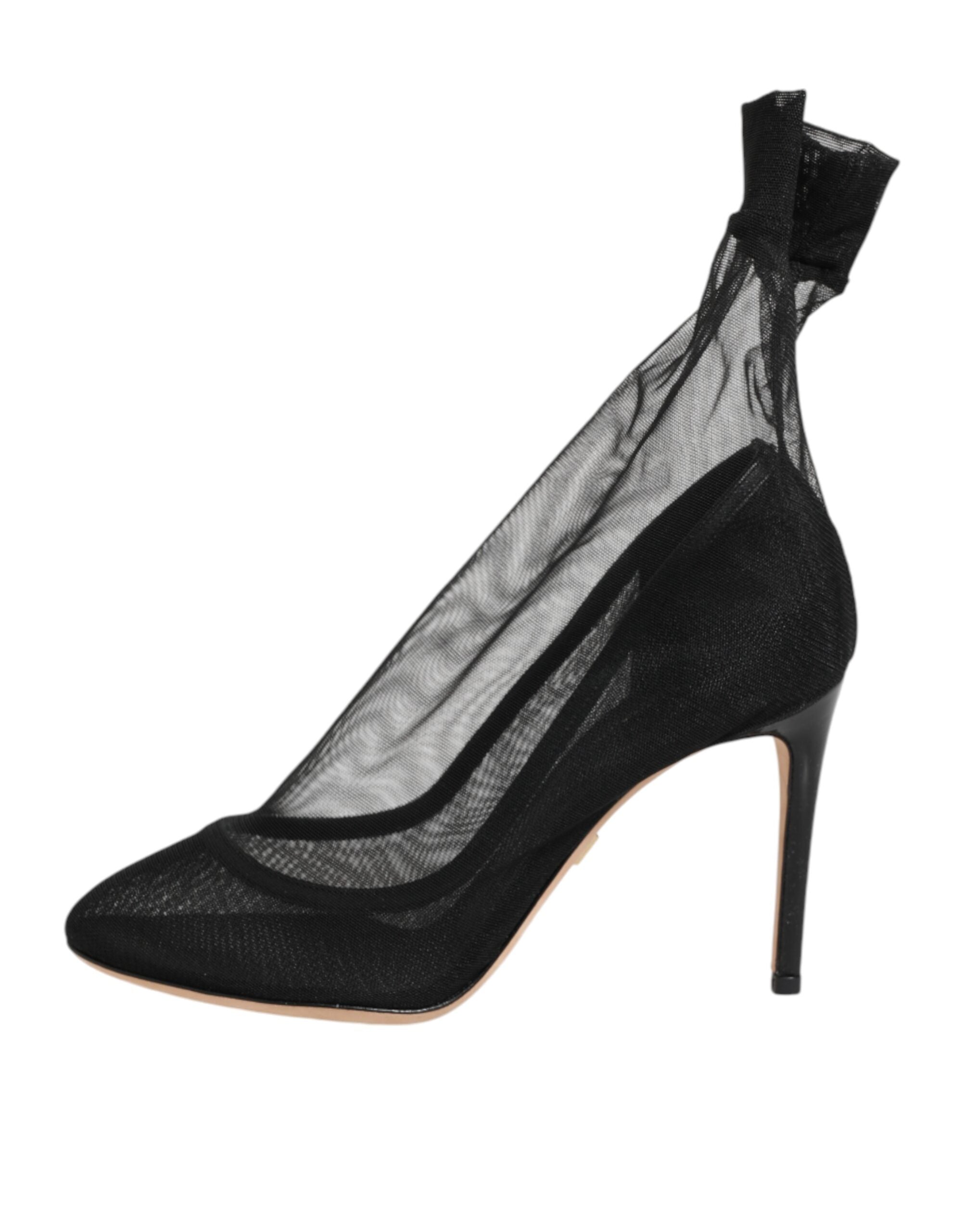 Dolce & Gabbana Black Nylon Stretch Mesh Sock Boots Shoes