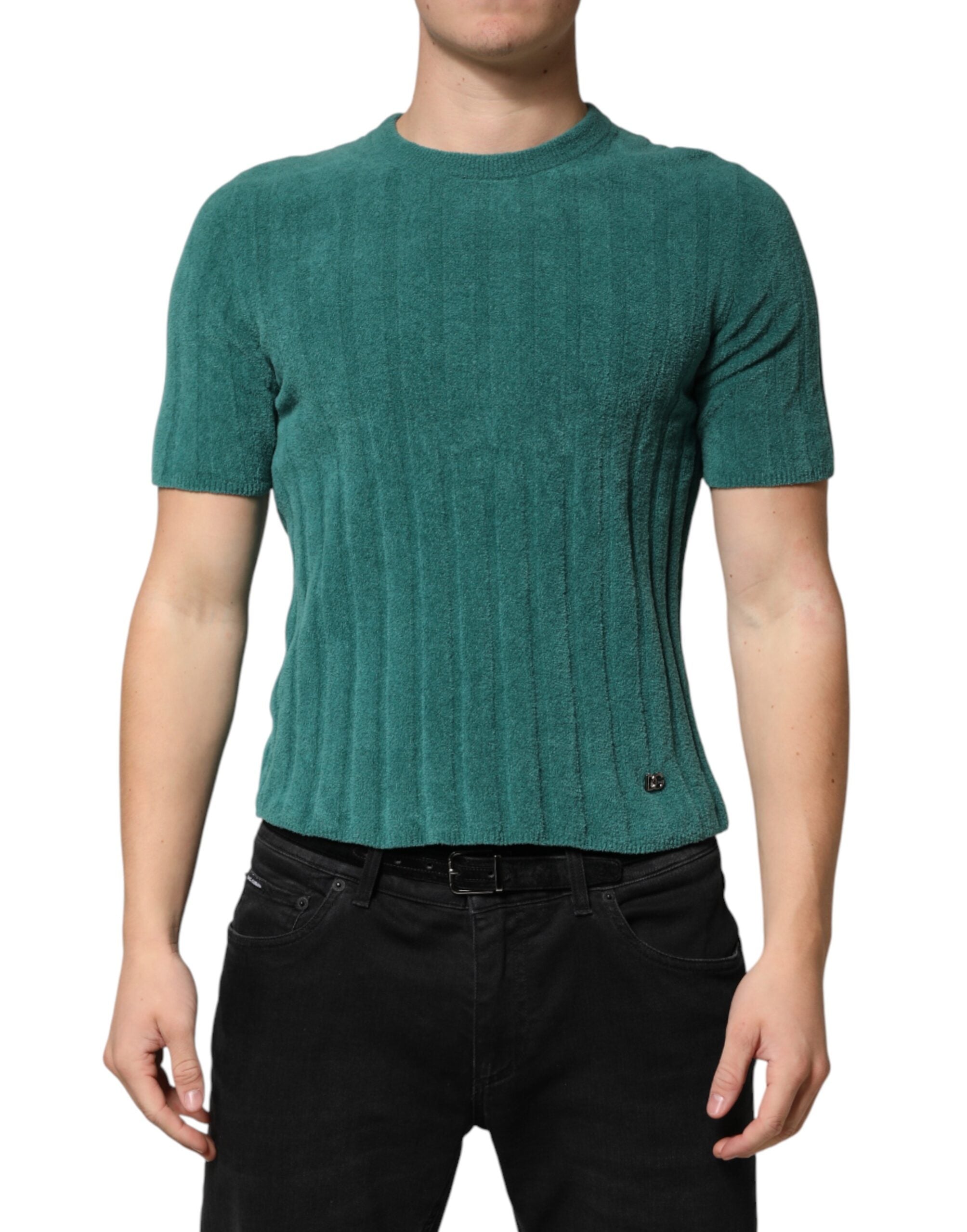 Dolce & Gabbana Dark Green Cotton Blend Men Crew Neck T-shirt