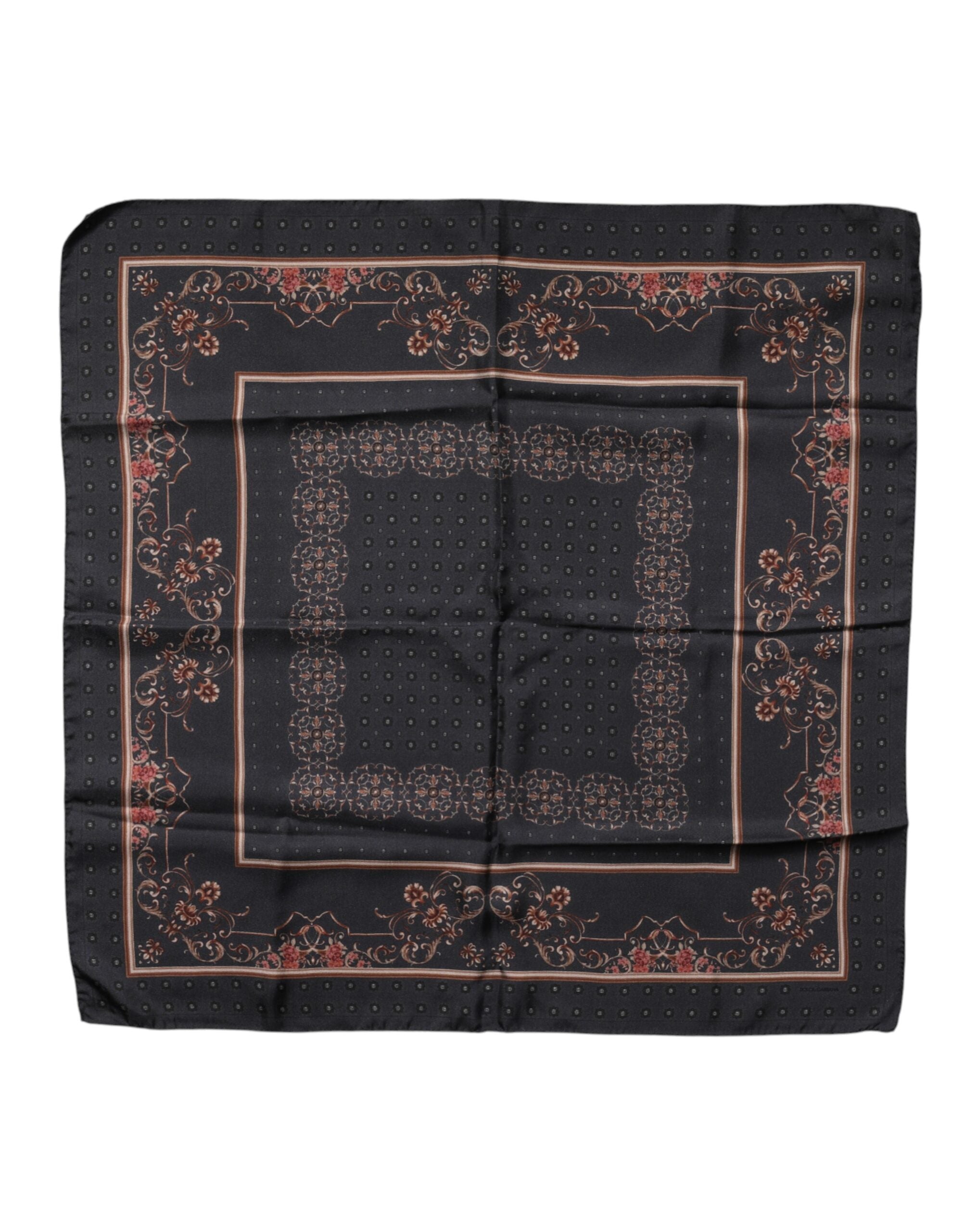 Dolce & Gabbana Black Patterned Square Foulard Scarf