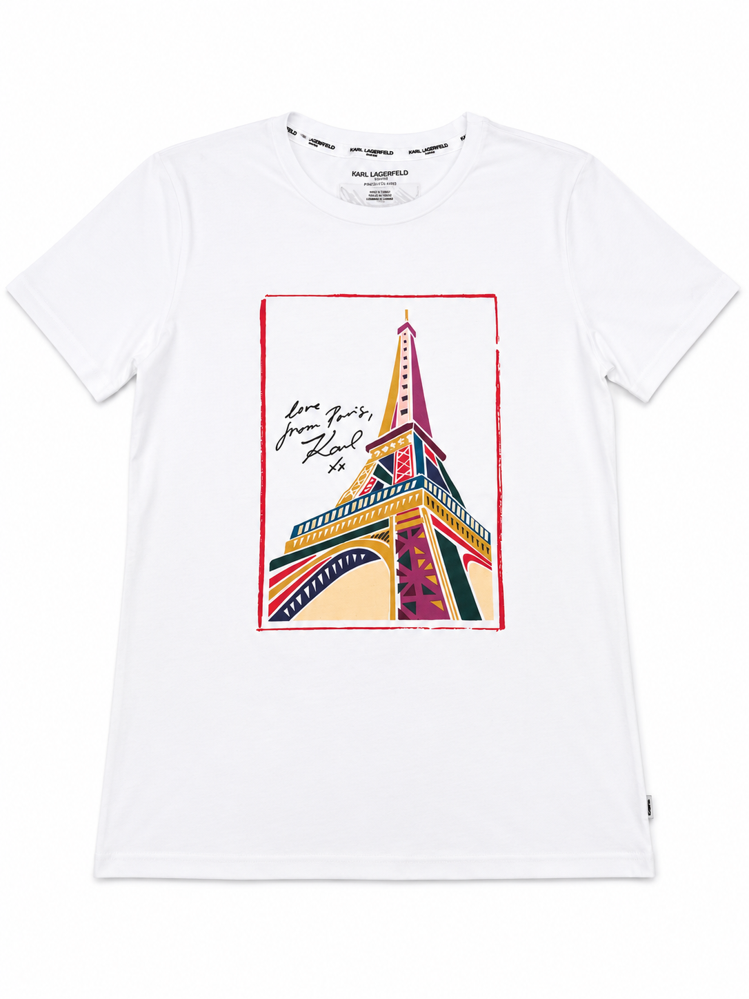Karl Lagerfeld T-Shirt Multicolour Eiffel Tower graphic print - White