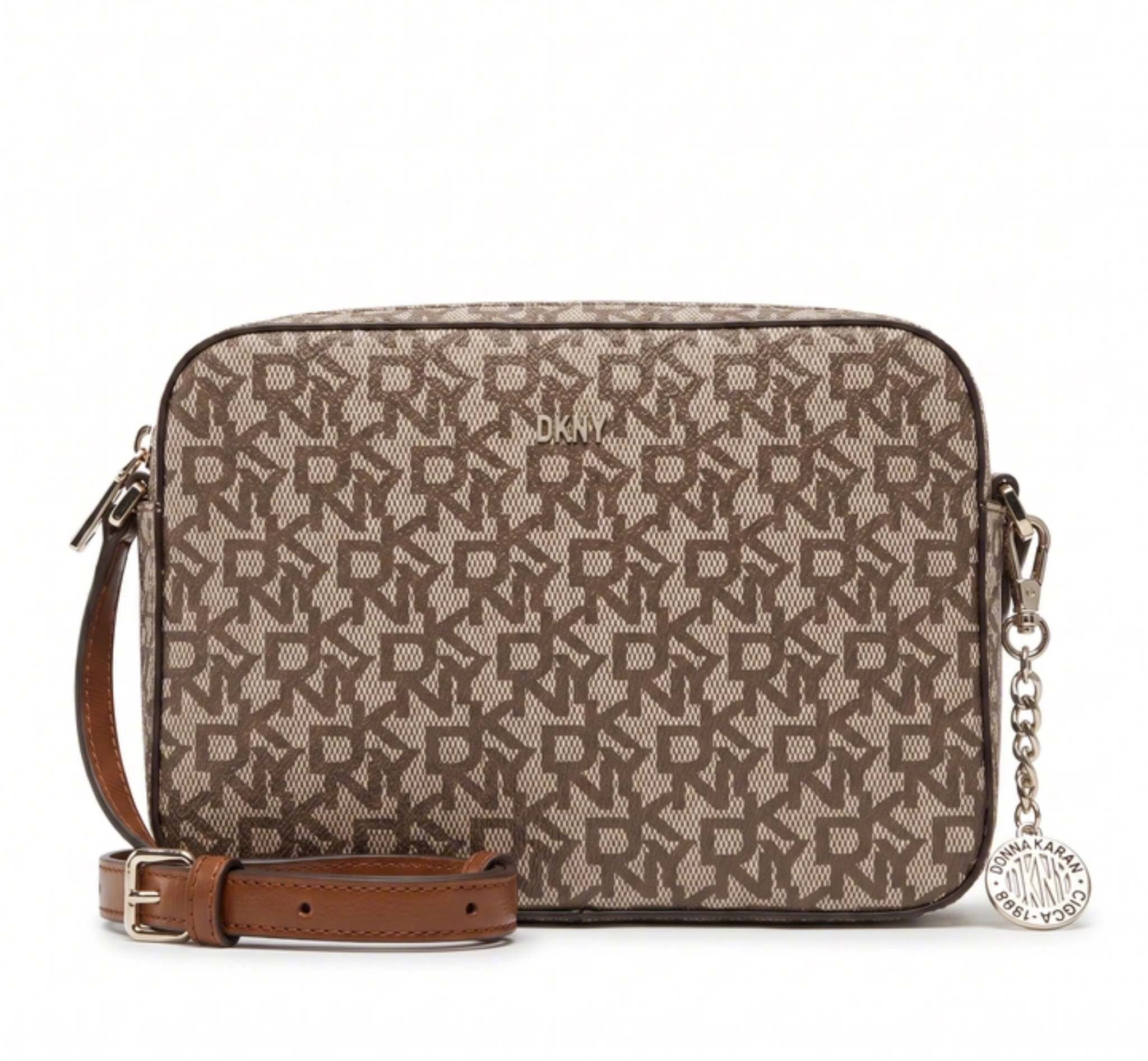 DKNY Monogram Camera Crossbody – Beige Brown