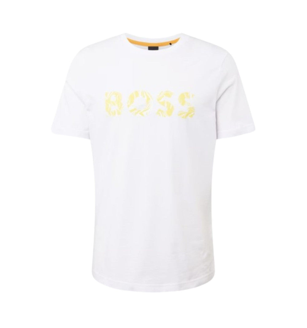 Hugo Boss Yellow Textured Logo - White