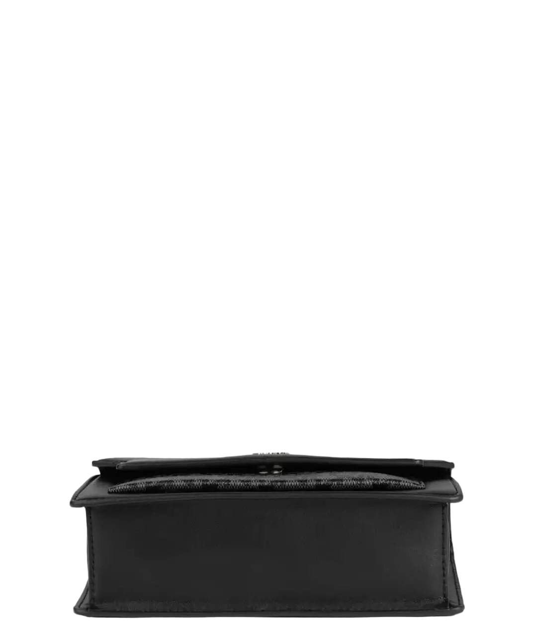 DKNY Leather Brand Logo Printed Structured Shoulder Bag - Black