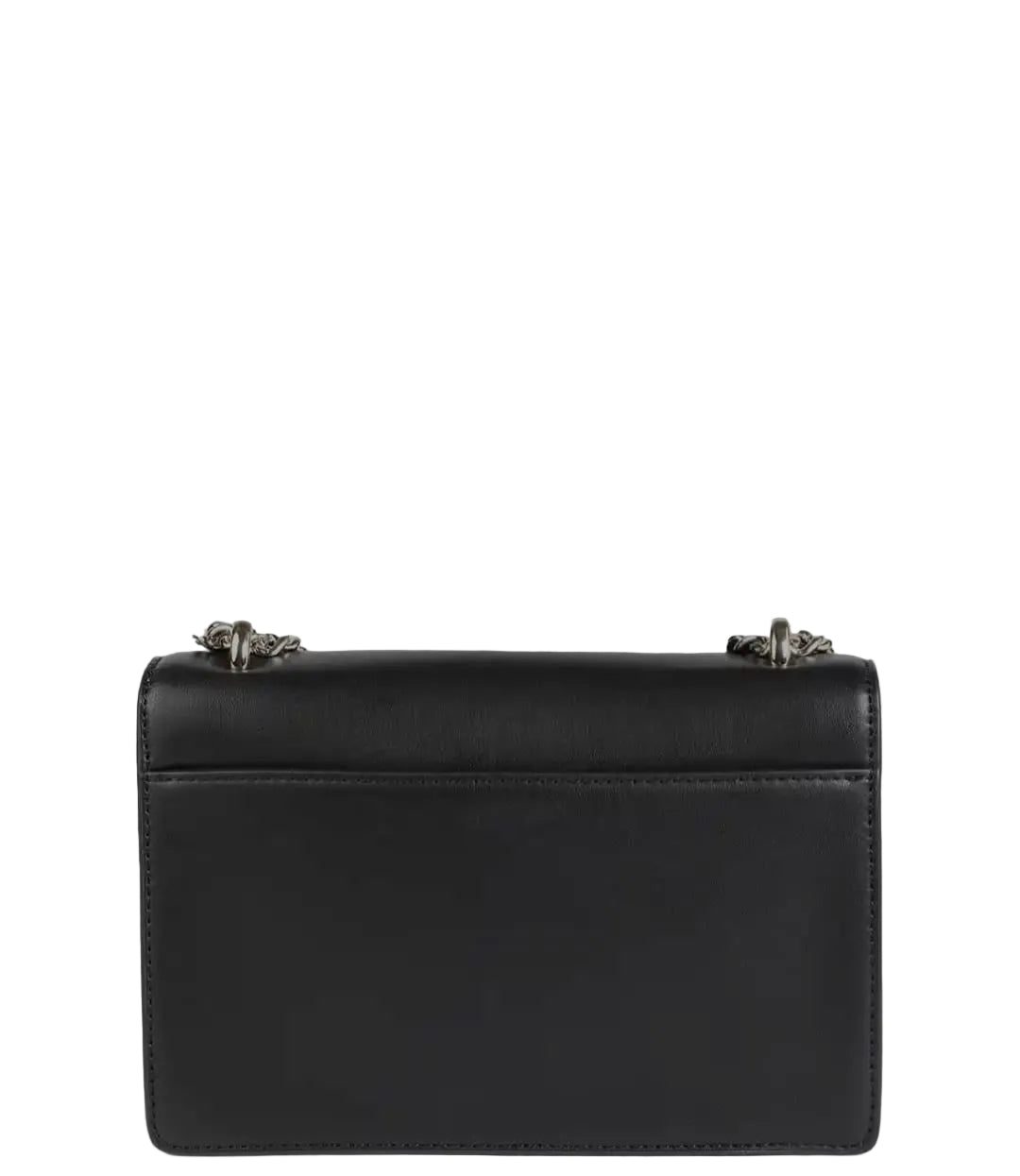 DKNY Leather Brand Logo Printed Structured Shoulder Bag - Black
