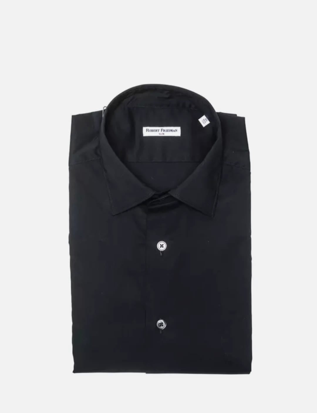 Robert Friedman Camicia Collo Med Slim Fit Black Cotton Men Shirt