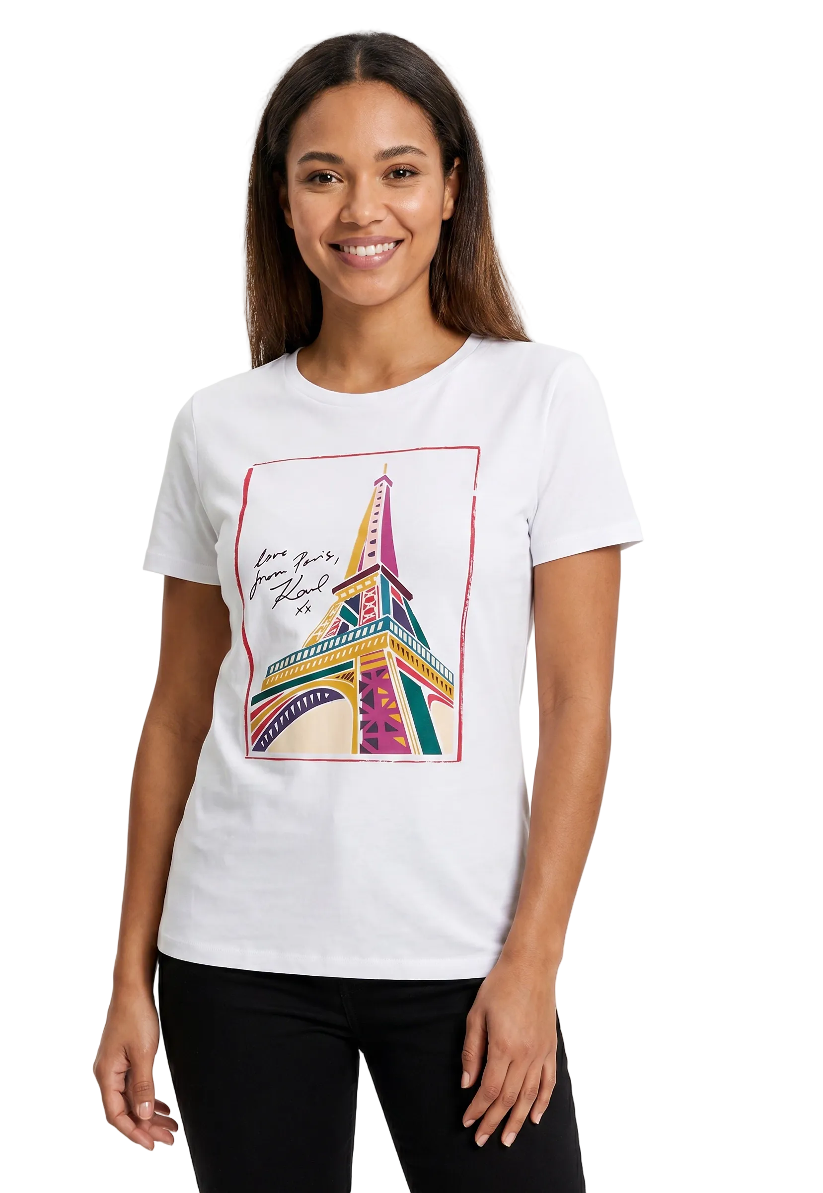 Karl Lagerfeld T-Shirt Multicolour Eiffel Tower graphic print - White