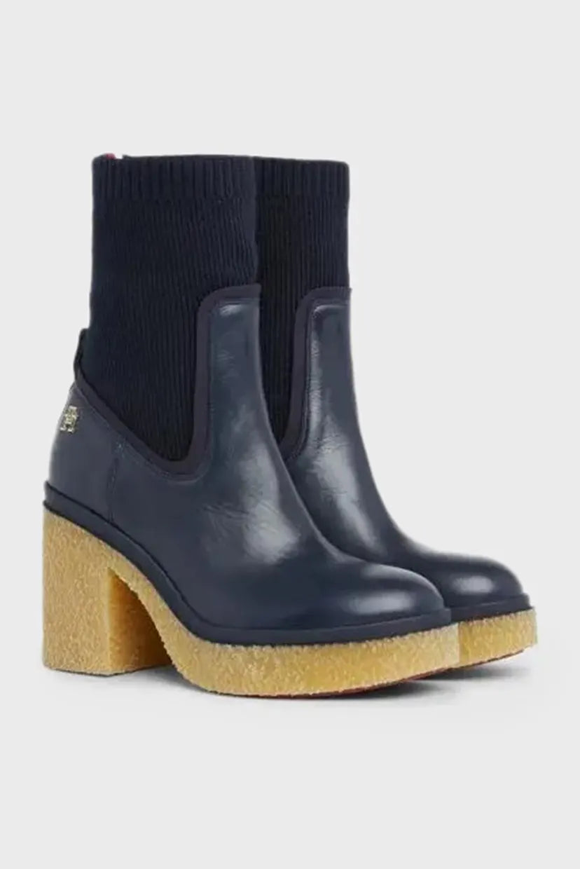 Tommy Hilfiger Blue Leather Ankle Boots