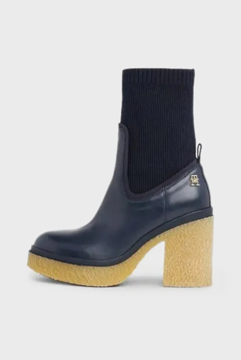 Tommy Hilfiger Blue Leather Ankle Boots