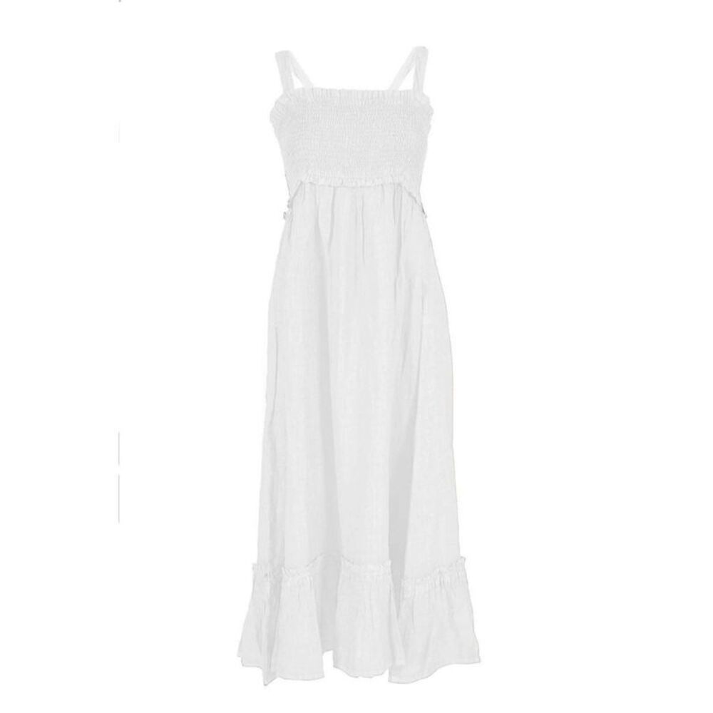 Yes Zee White Linen Casual Dress