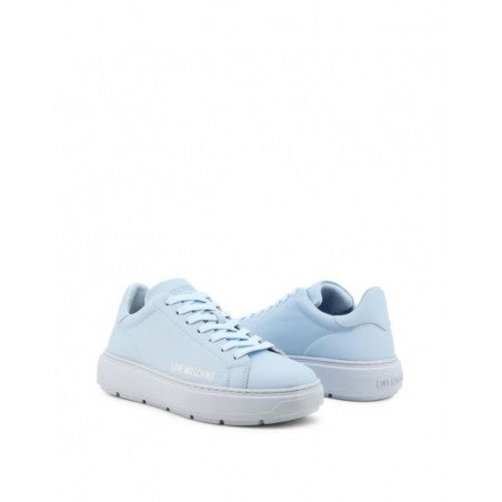 Love Moschino Blue Leather Low Top Sneakers