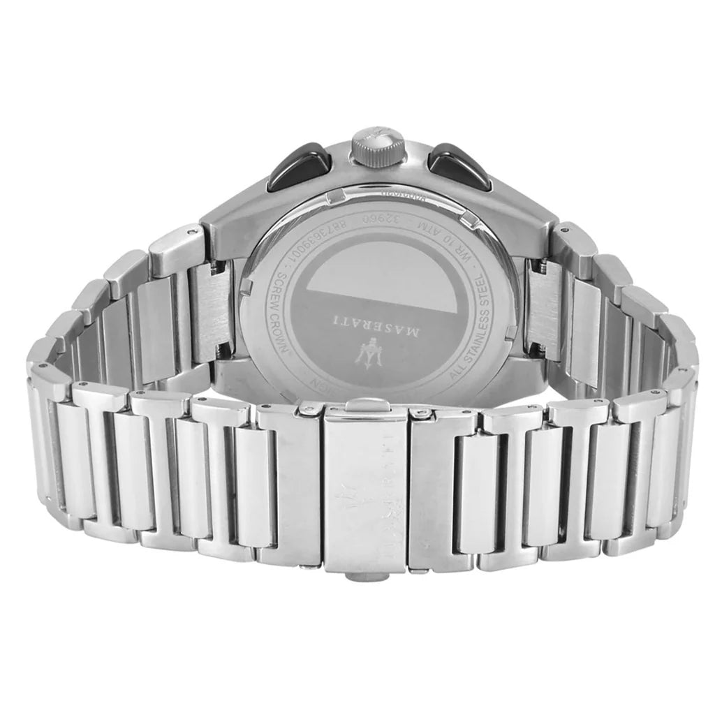 Maserati Triconic Chronograph Black Dial Silver Steel Strap R8873639002 - 43mm