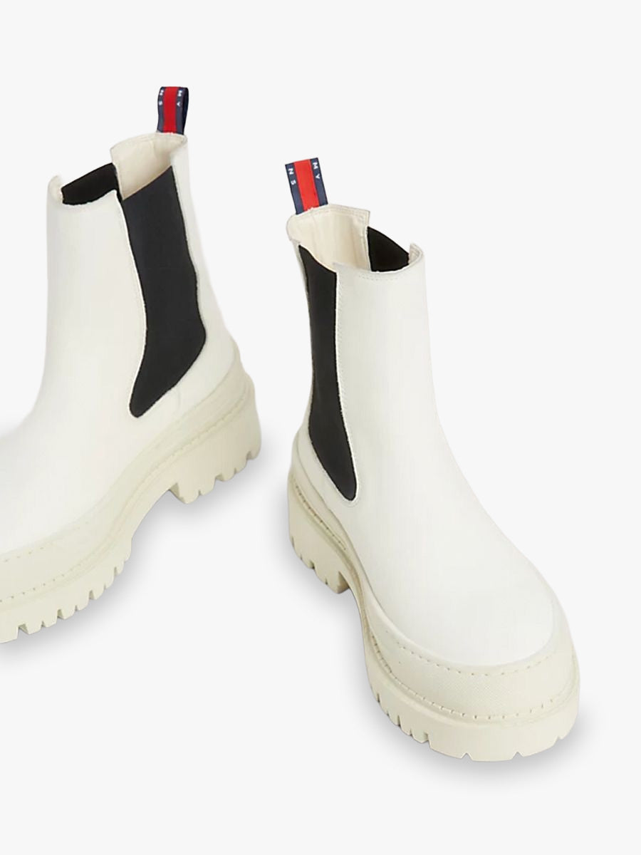 Tommy Hilfiger White Leather Ankle Boots