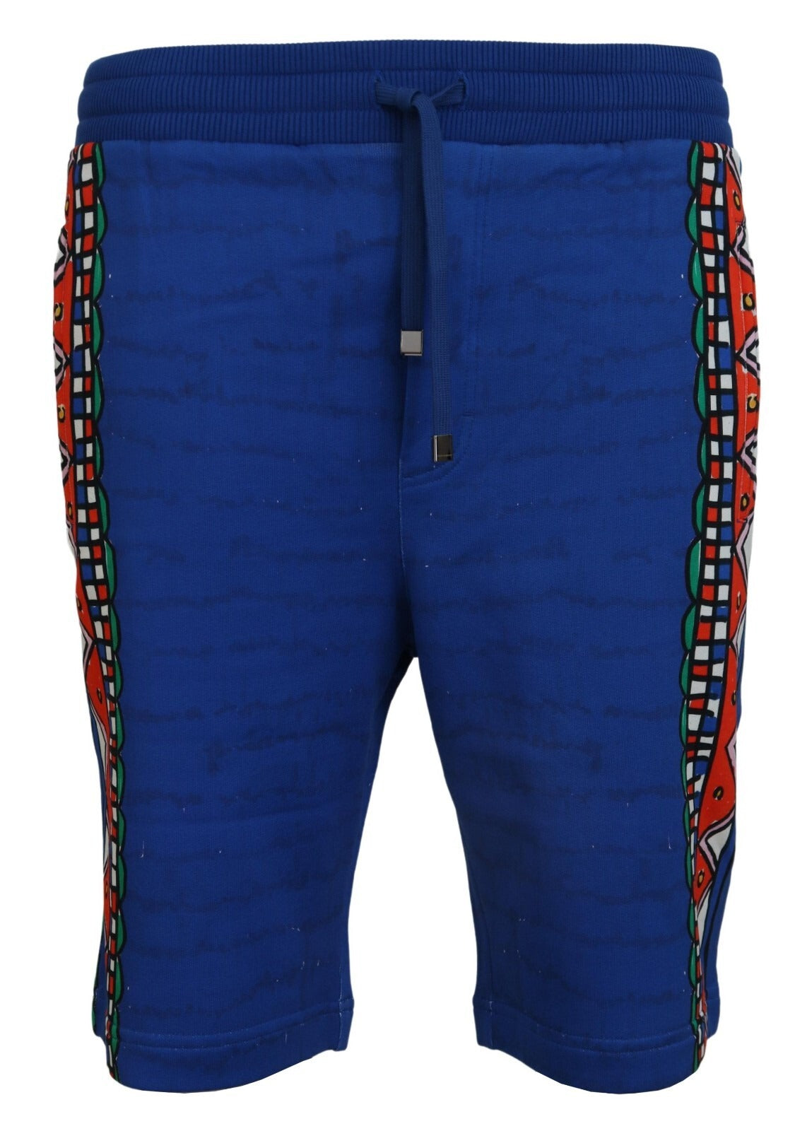 Dolce & Gabbana Blue Cotton Printed Bermuda Trousers Shorts