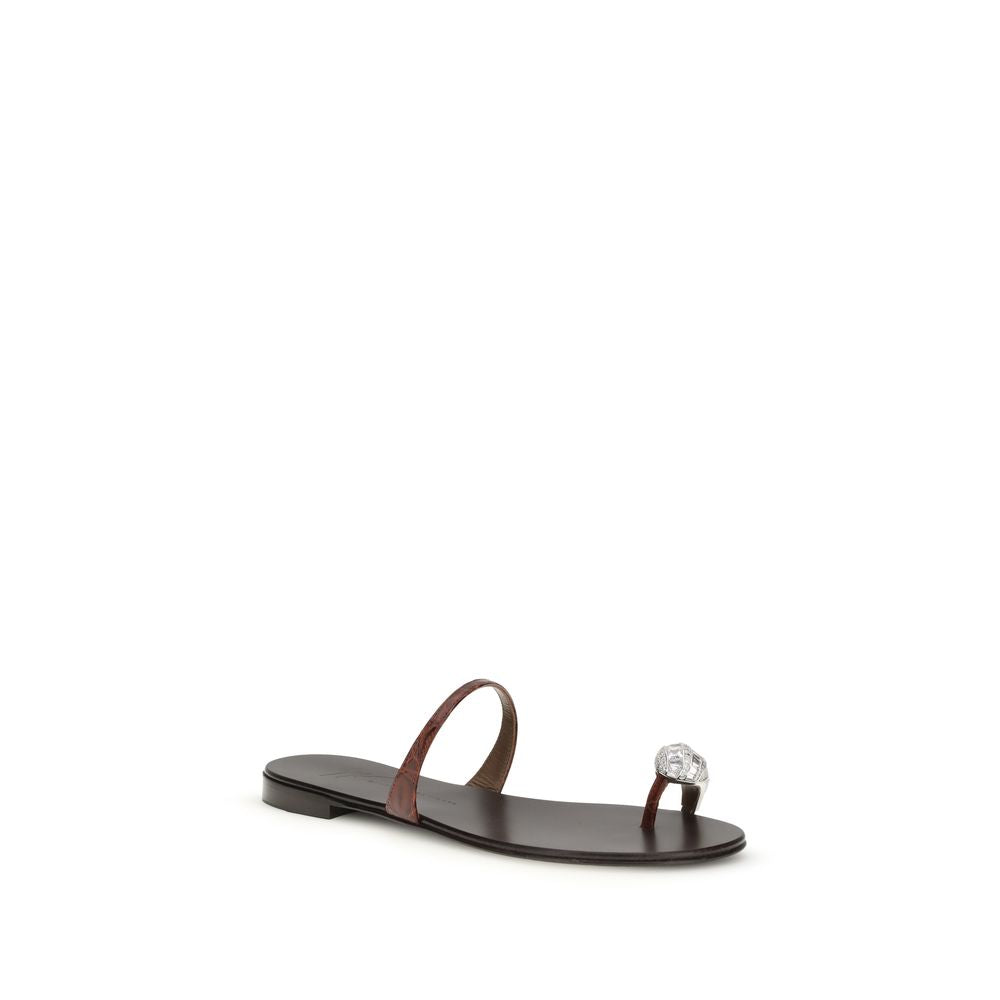 Giuseppe Zanotti Brown Calf Leather Bos Taurus Sandals