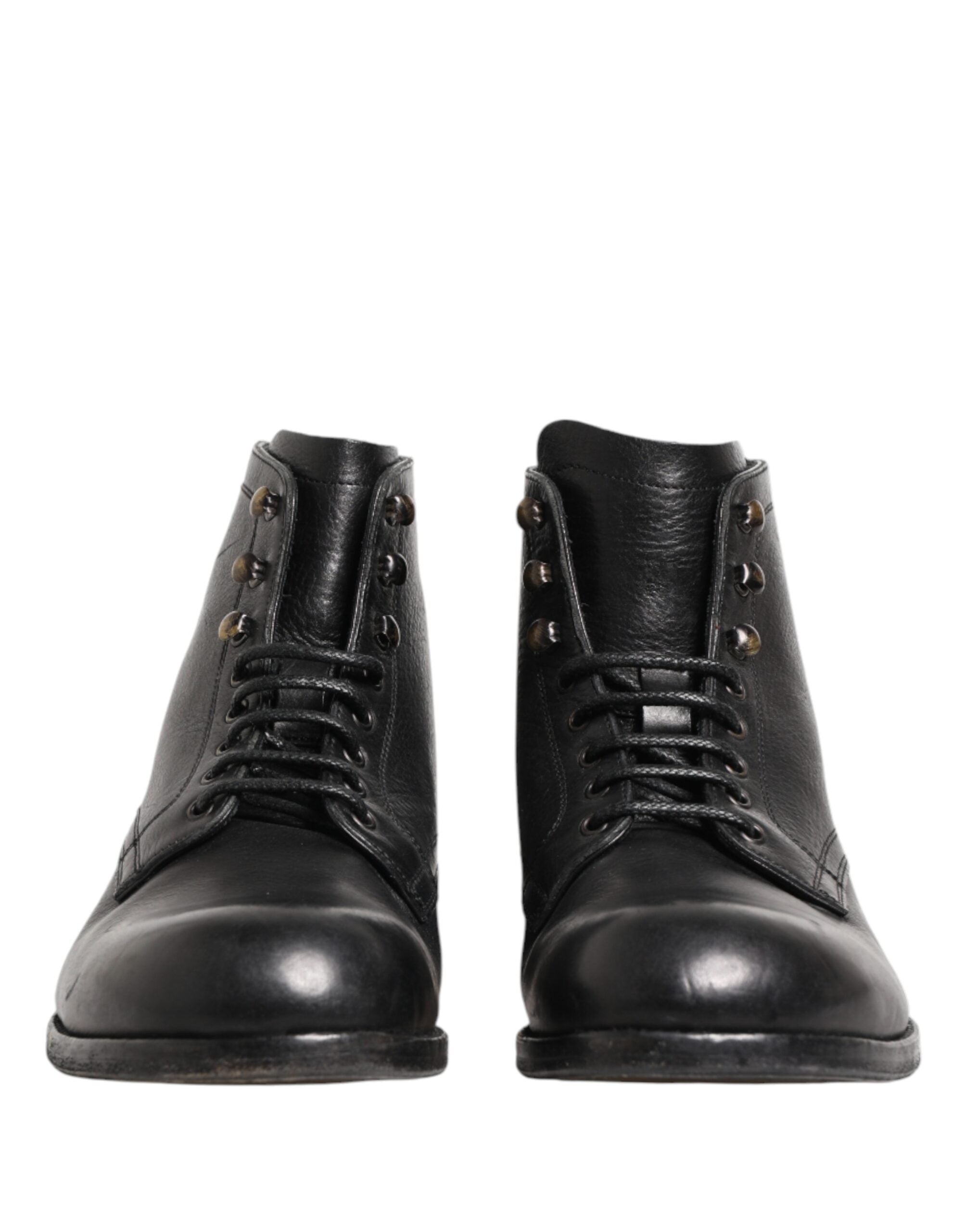 Dolce & Gabbana Black Lace Up Short Ankle Boots Men Shoes