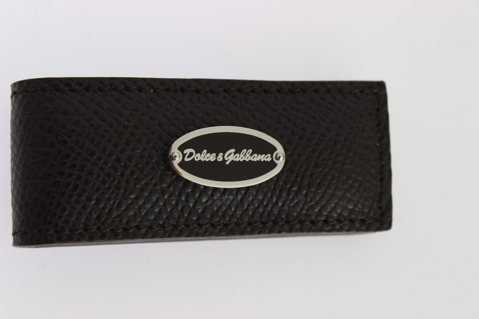 Dolce & Gabbana Brown Leather Magnet Mens Money Bar Clasp Money Cash Clip