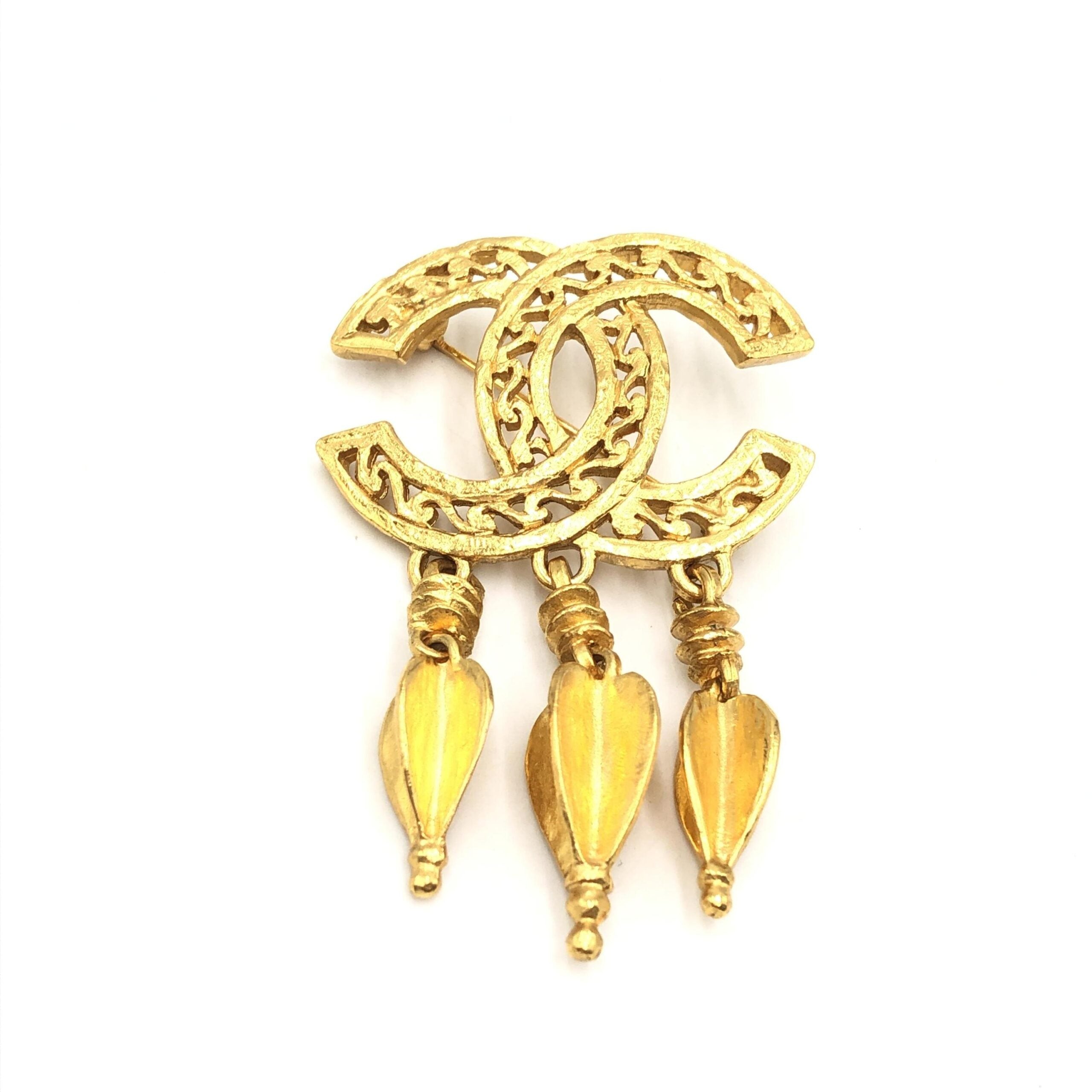 Chanel Gold Plated CC Logo Brooch