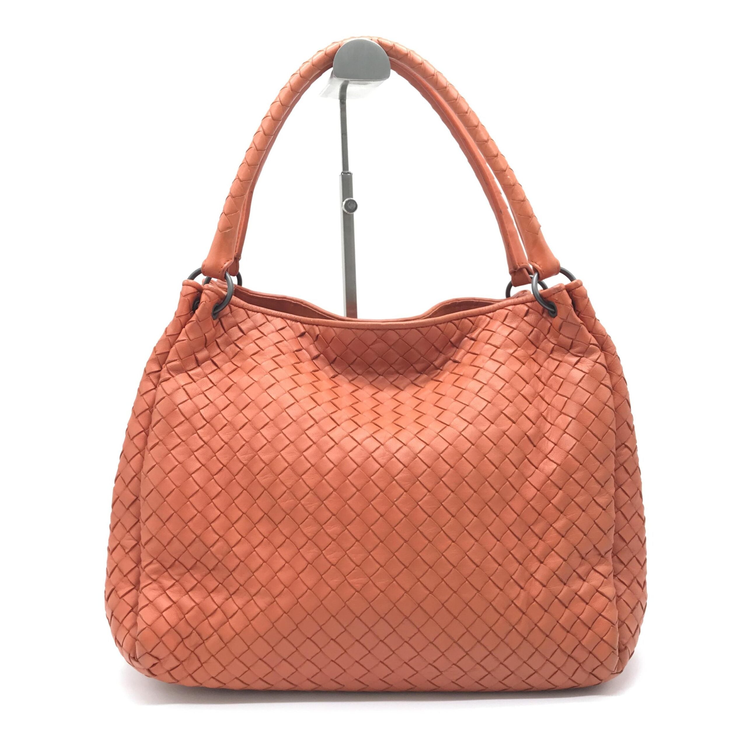 Bottega Veneta Intrecciato Leather Hobo Bag In Orange