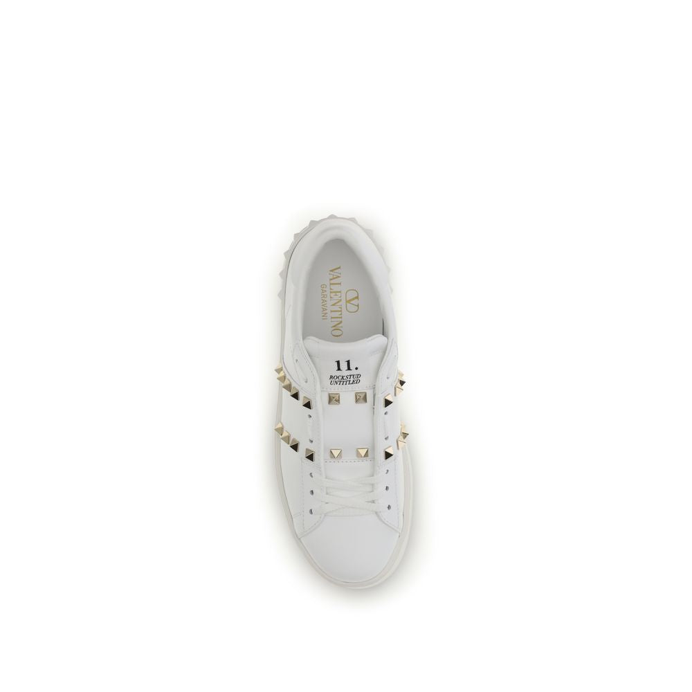 Valentino Garavani White Calf Leather Bos Taurus Platform Sneakers