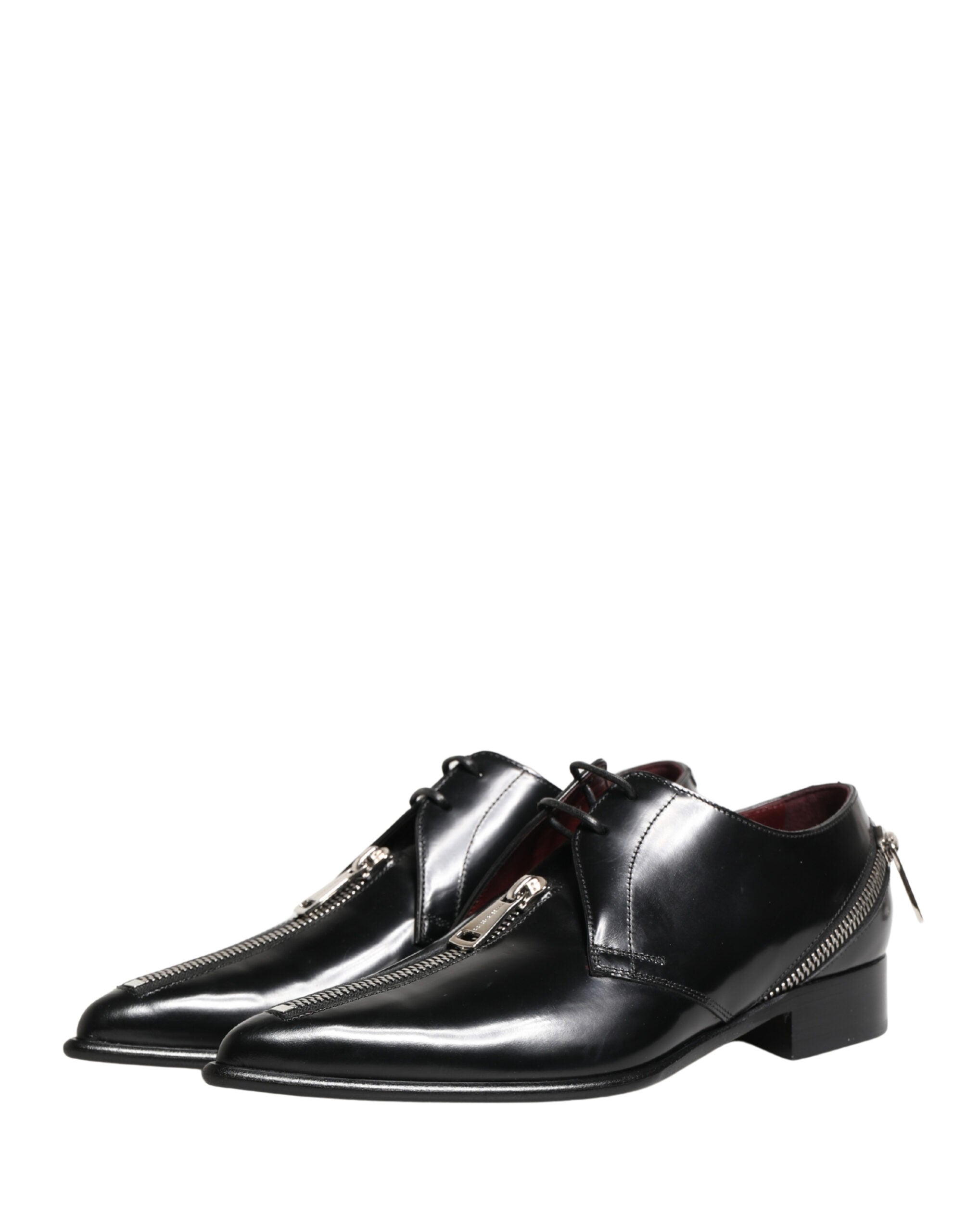 Dolce & Gabbana Men Black Lace-Up Leather Zip Dress Derby Shoes