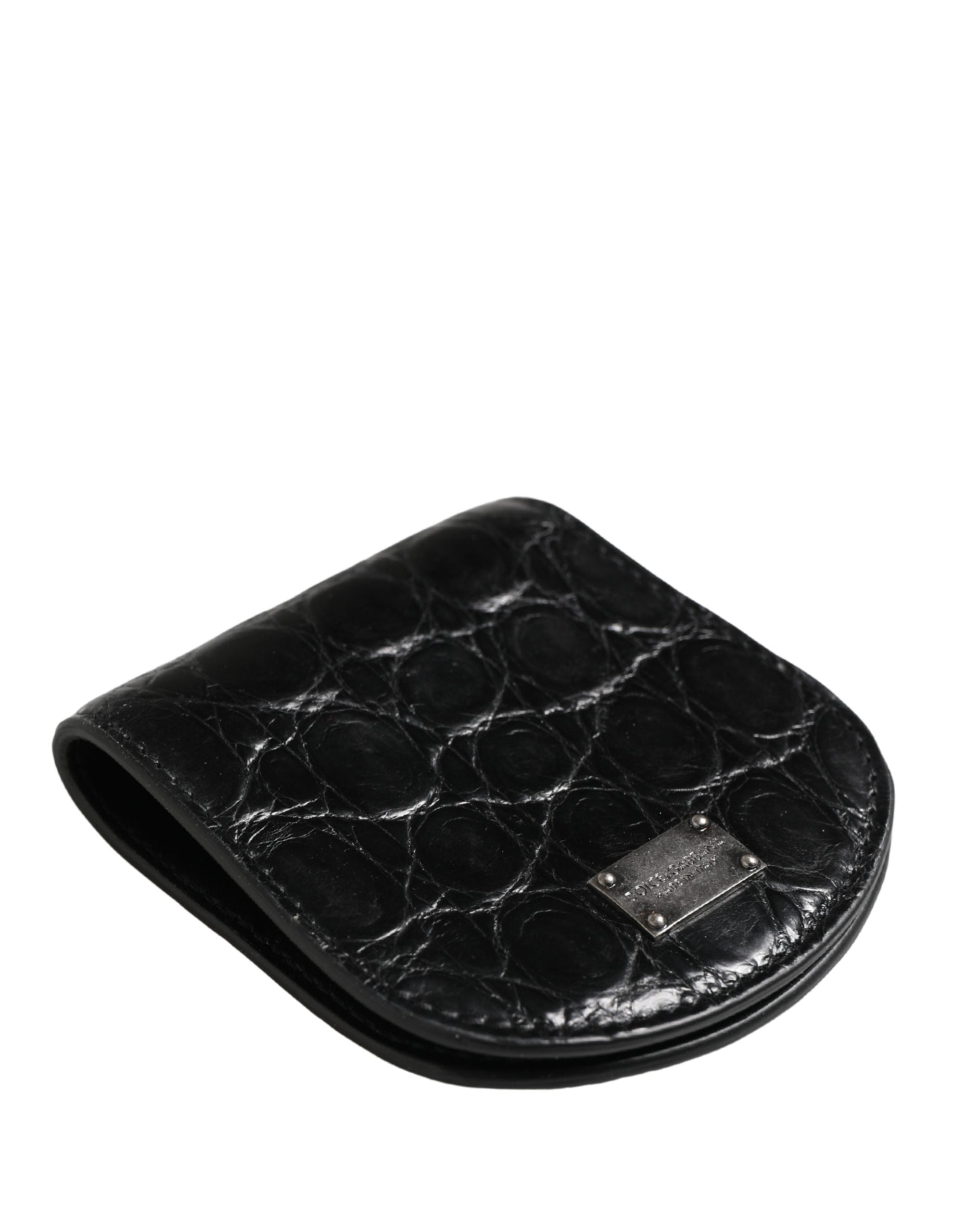 Dolce & Gabbana Black Exotic Skin Condom Case Holder Pocket Wallet