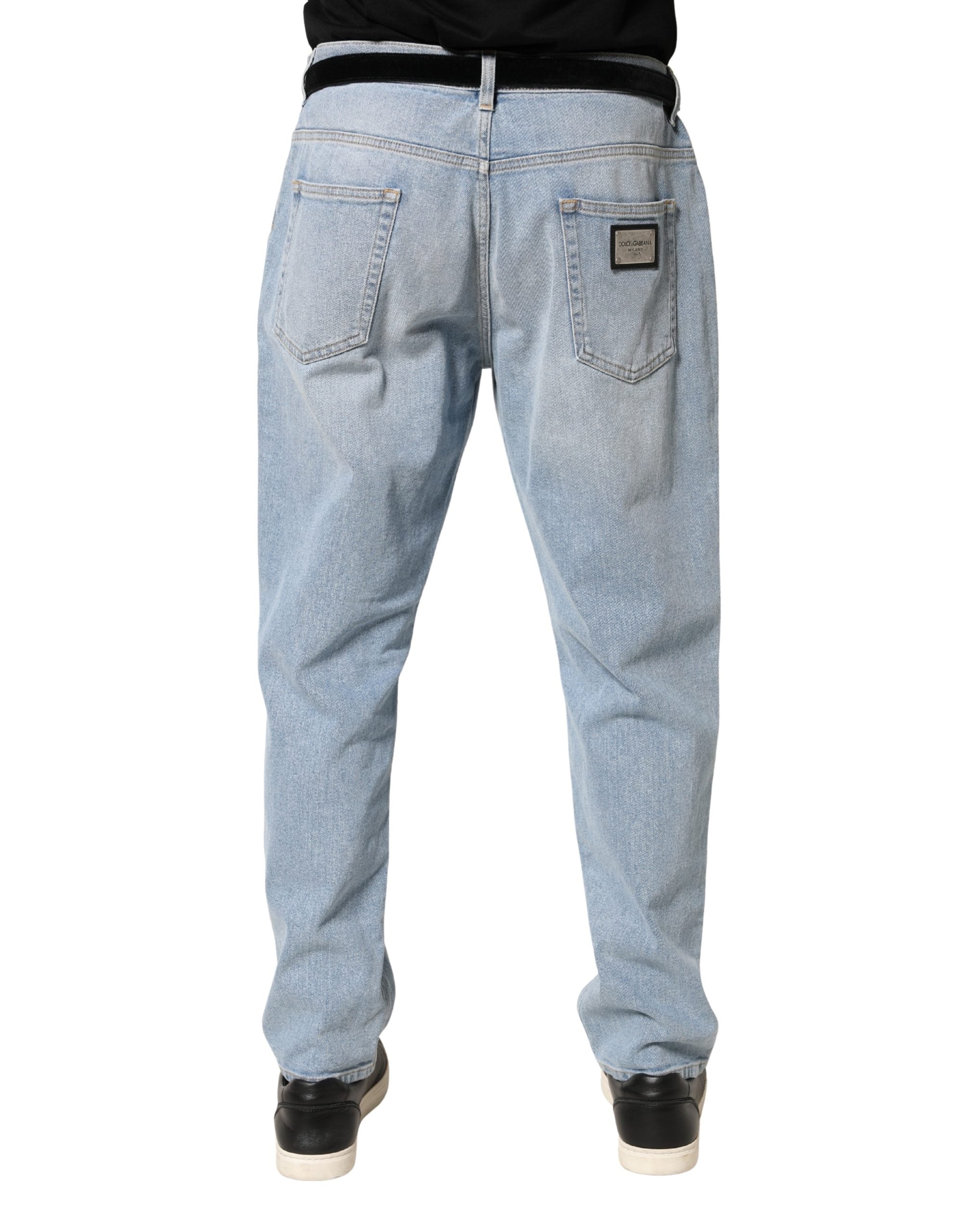 Dolce & Gabbana Light Blue Washed Loose Cotton Denim Jeans