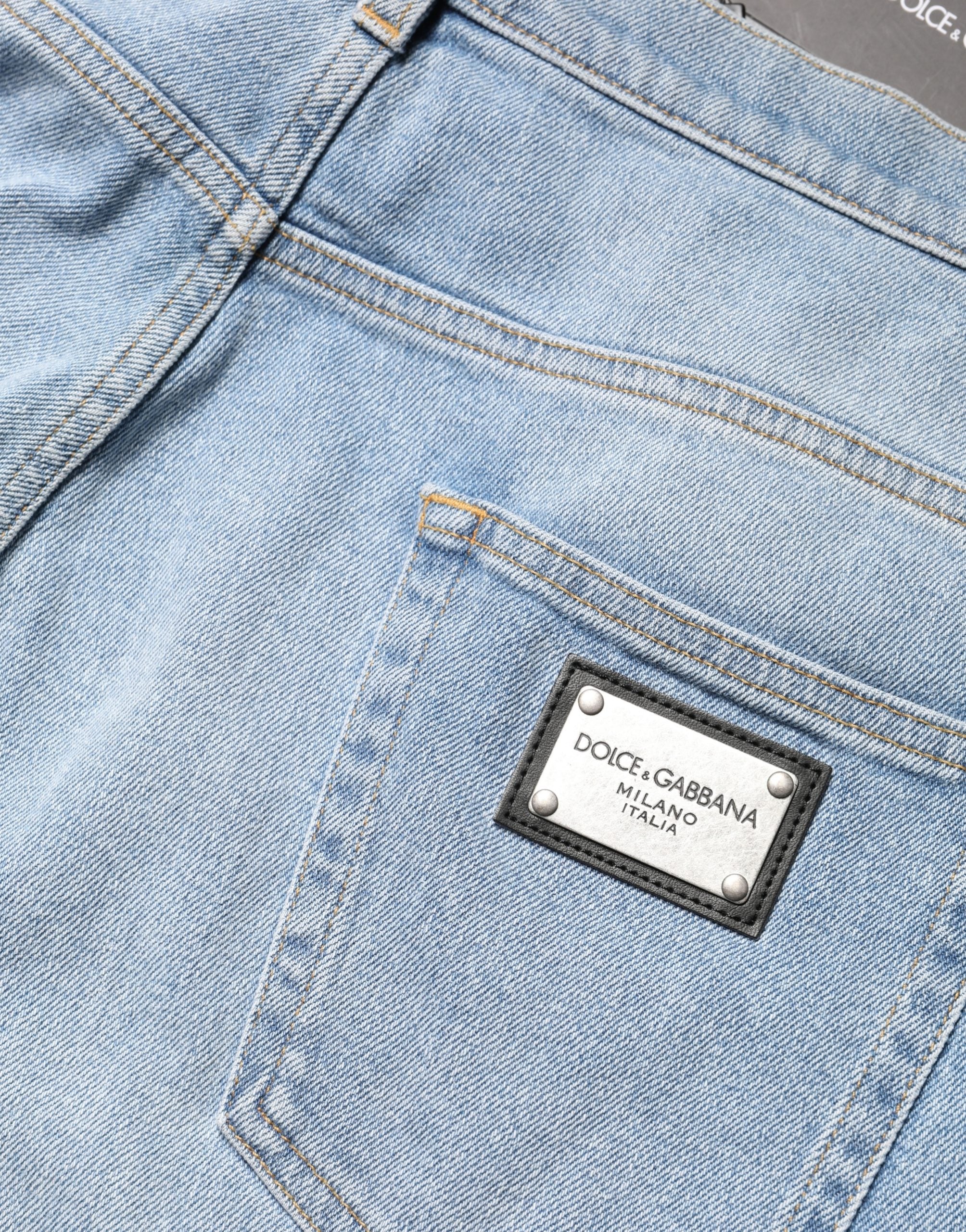 Dolce & Gabbana Light Blue Washed Loose Cotton Denim Jeans