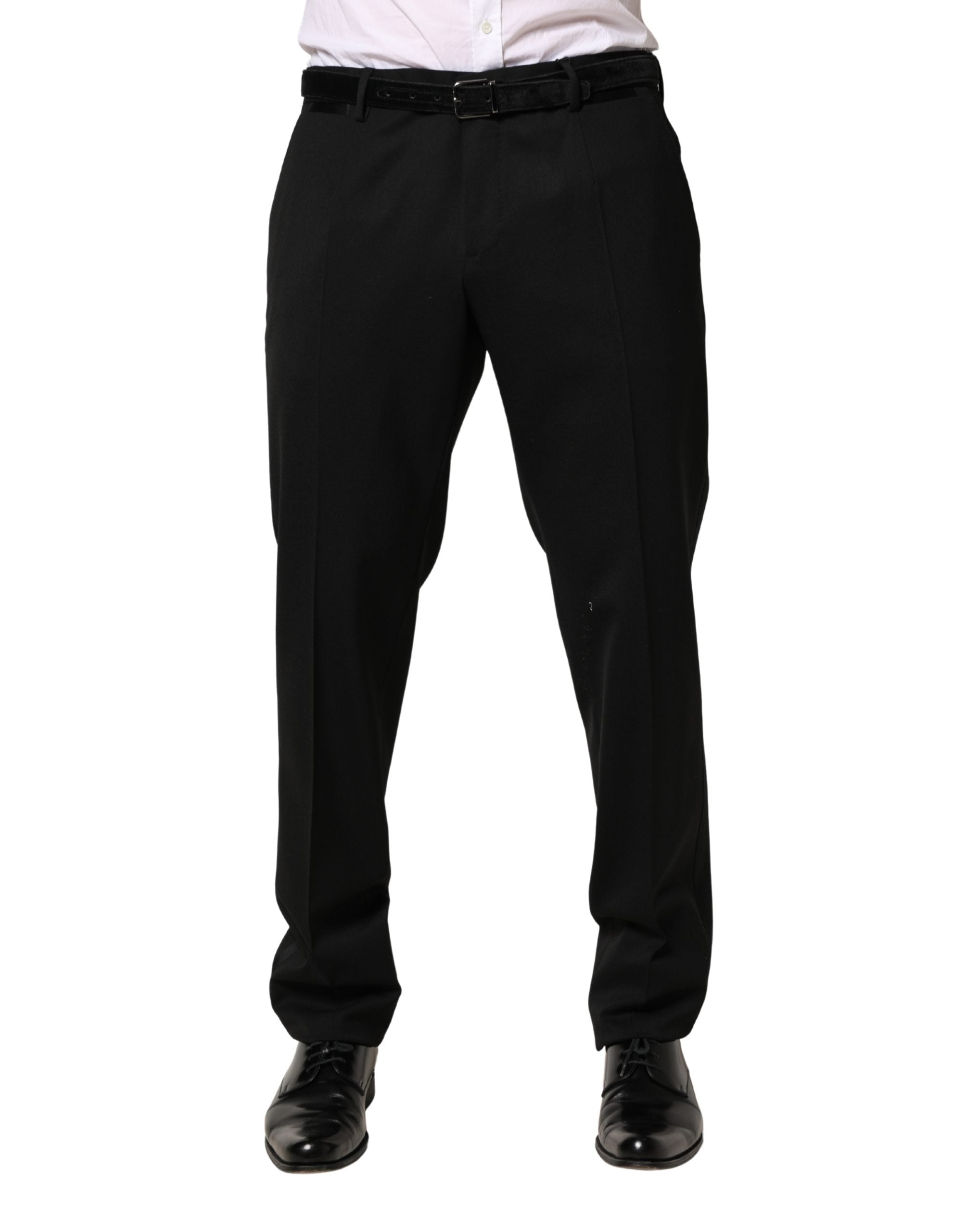 Dolce & Gabbana Black Wool Skinny Men Dress Trouser Pants