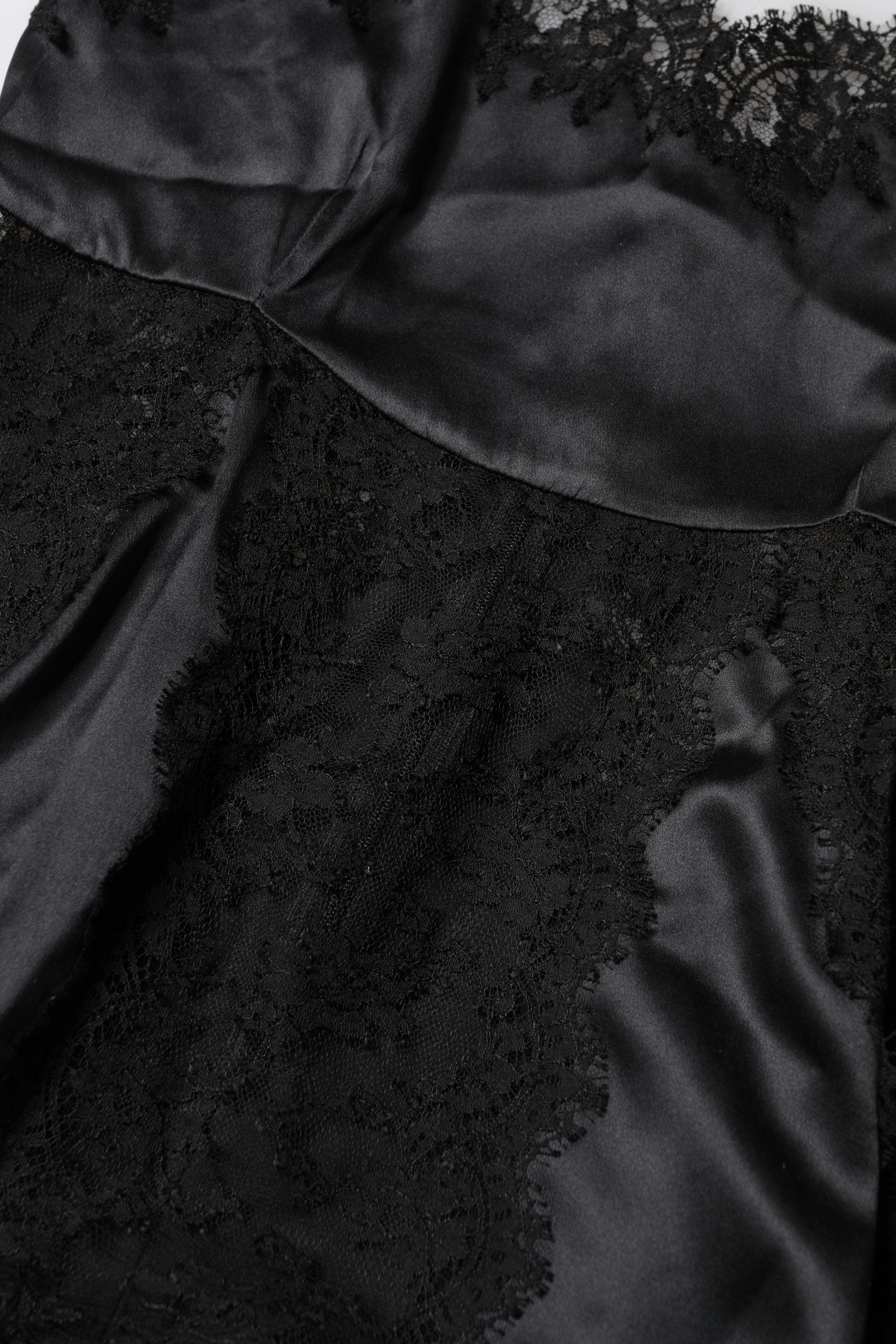 Dolce & Gabbana Black Silk Lace Trim Lingerie Top Underwear