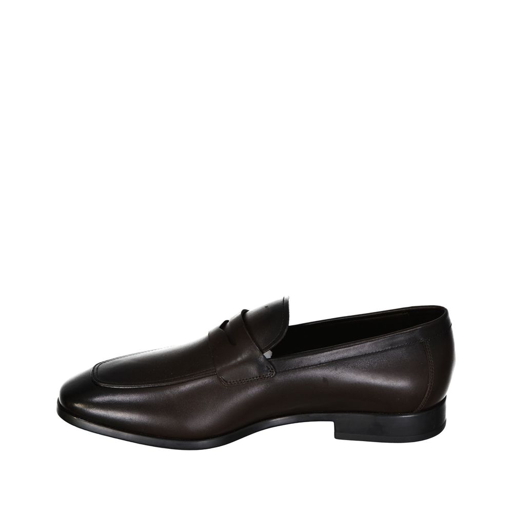 Salvatore Ferragamo Brown Leather Slip-On Loafers