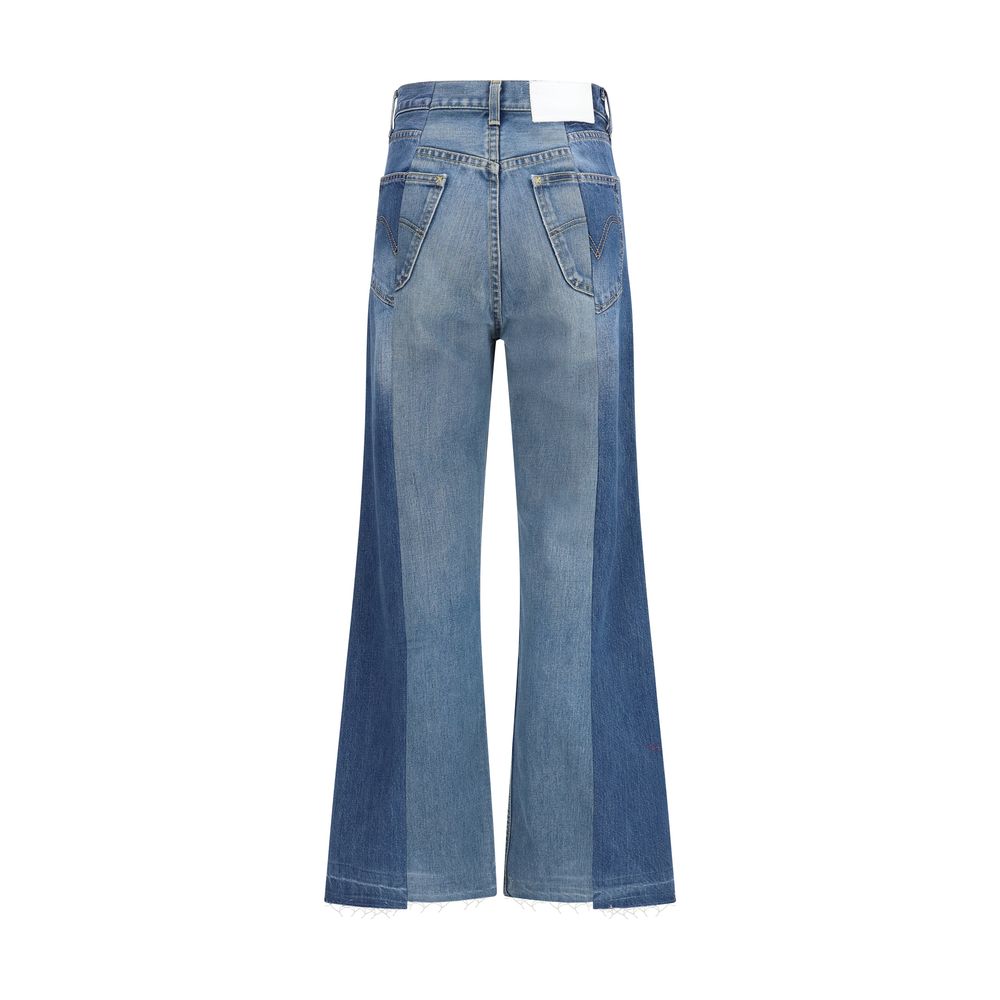E.L.V. DENIM Blue Cotton Flared Jeans
