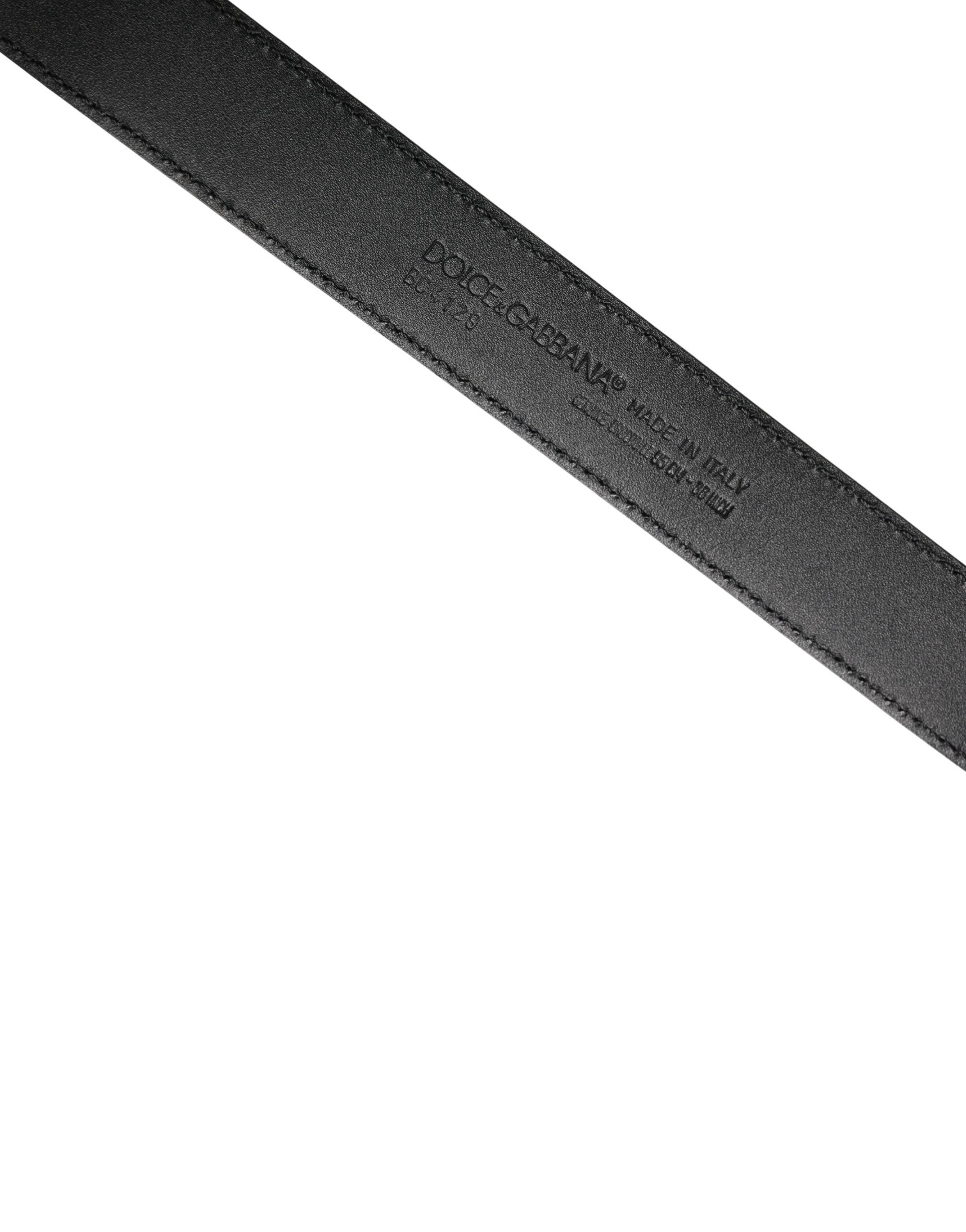 Dolce & Gabbana Men Black Exotic Leather Logo Buckle Belt