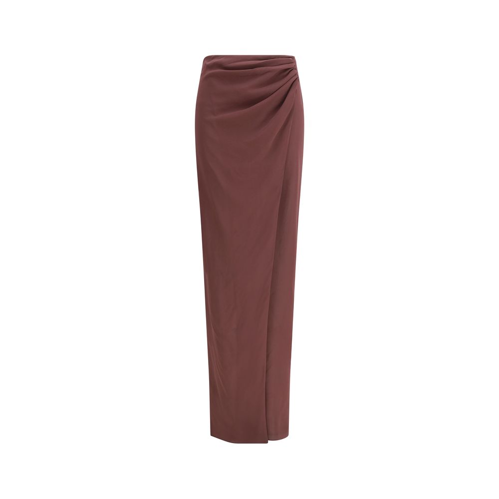 The Andamane Brown Silk Midi Skirt