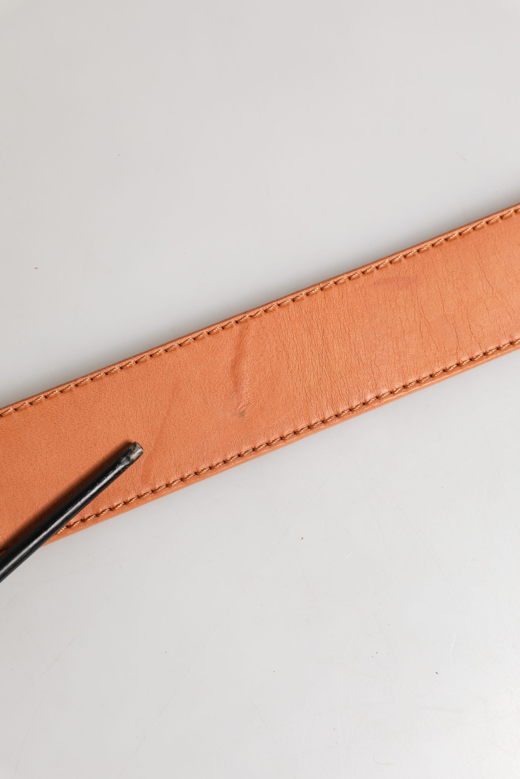 GF Ferre Orange Leather Hexagon Metal Buckle Waist Women Belt