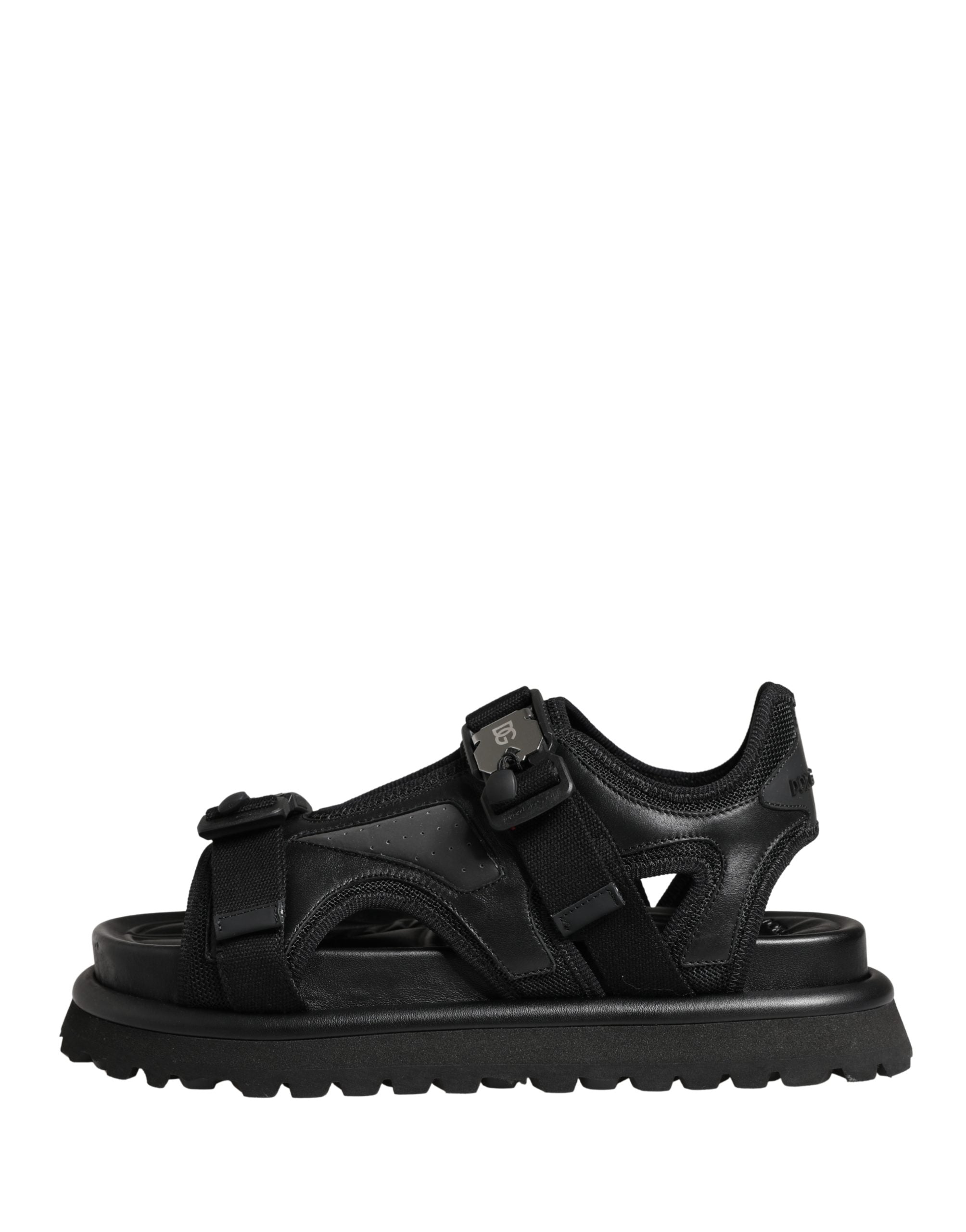 Dolce & Gabbana Black Logo Detailed Men Chunky Sandals Shoes